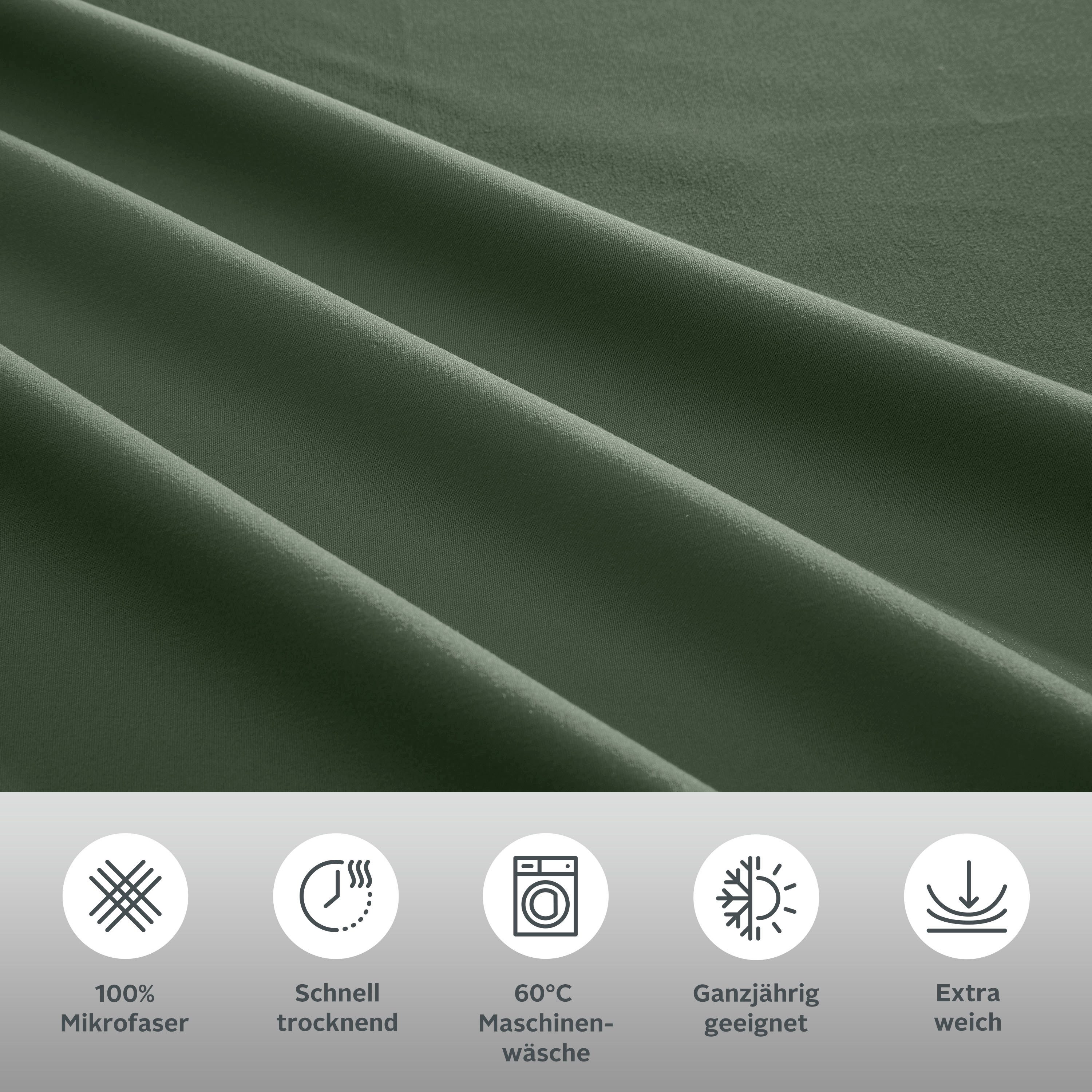 OTTO home Wendebettwäsche Desner2 100% Microfaser, extra weich, allergikerfreundlich, Microfaser, 2 teilig, Premium Qualität, uni, schnell trocknend, pflegeleicht, ab 135x200 cm