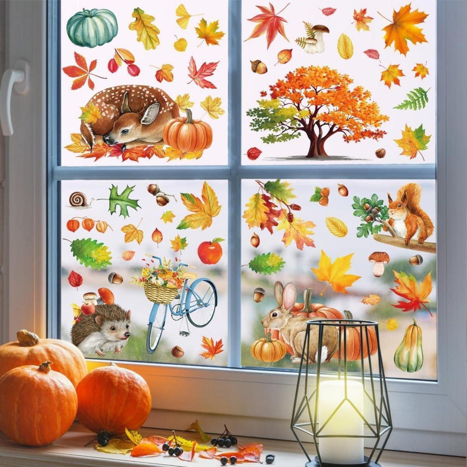 LuxusKollektion Fensterbild 9er Set Herbstdeko Fenster Aufkleber Thanksgiving Selbstklebend – Bild 4 von 5