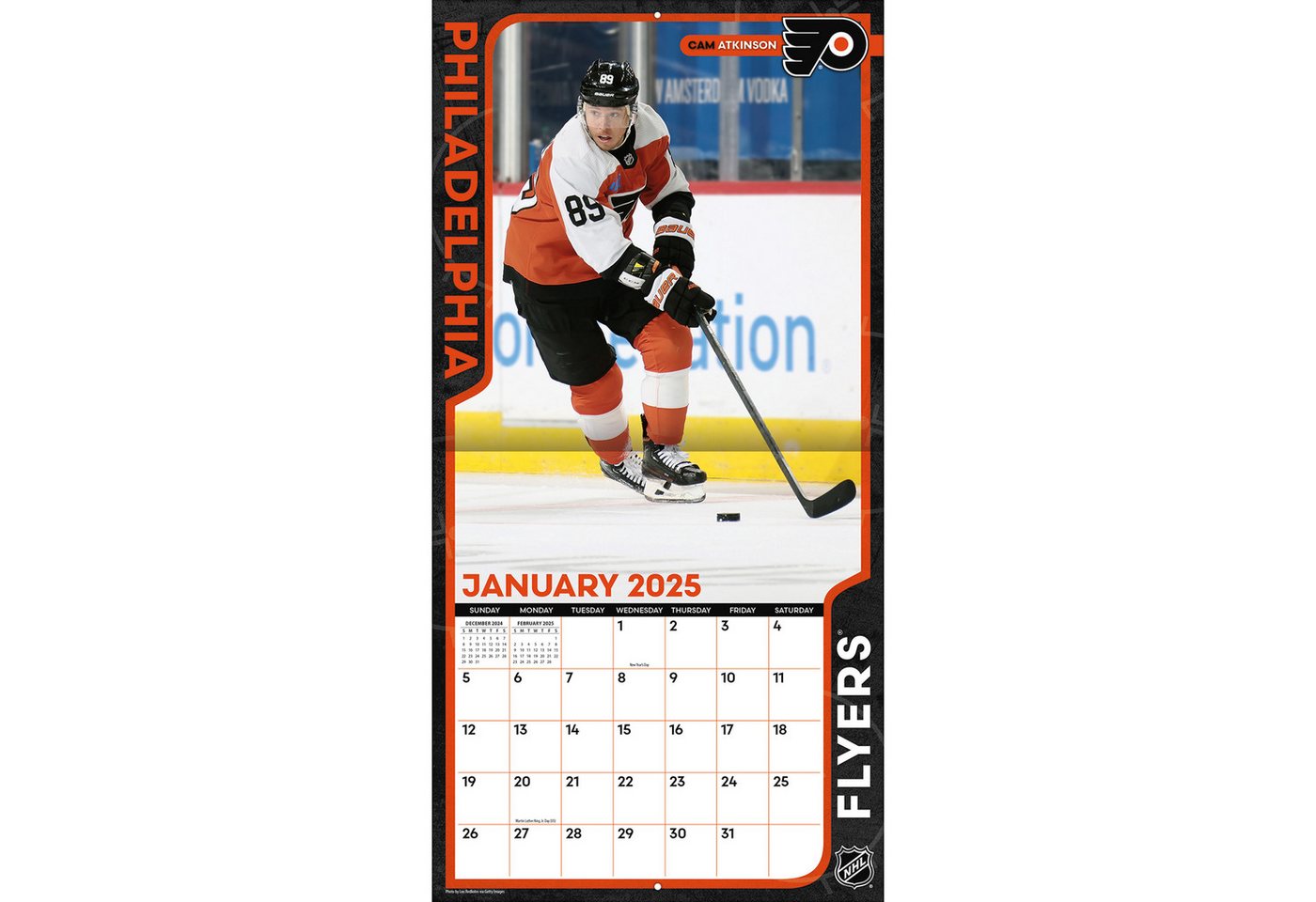 Thumbnail - Turner Licensing Wandkalender Philadelphia Flyers - NHL - Wandkalender 2025, 12- Monats- Format, Zusatzseite Januar - De...
