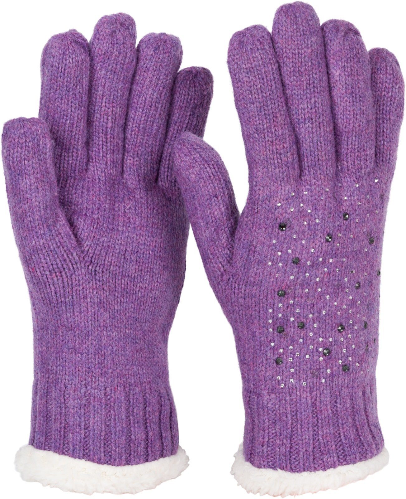 styleBREAKER Strickhandschuhe Strickhandschuhe mit Strass und Fleece (1-St)