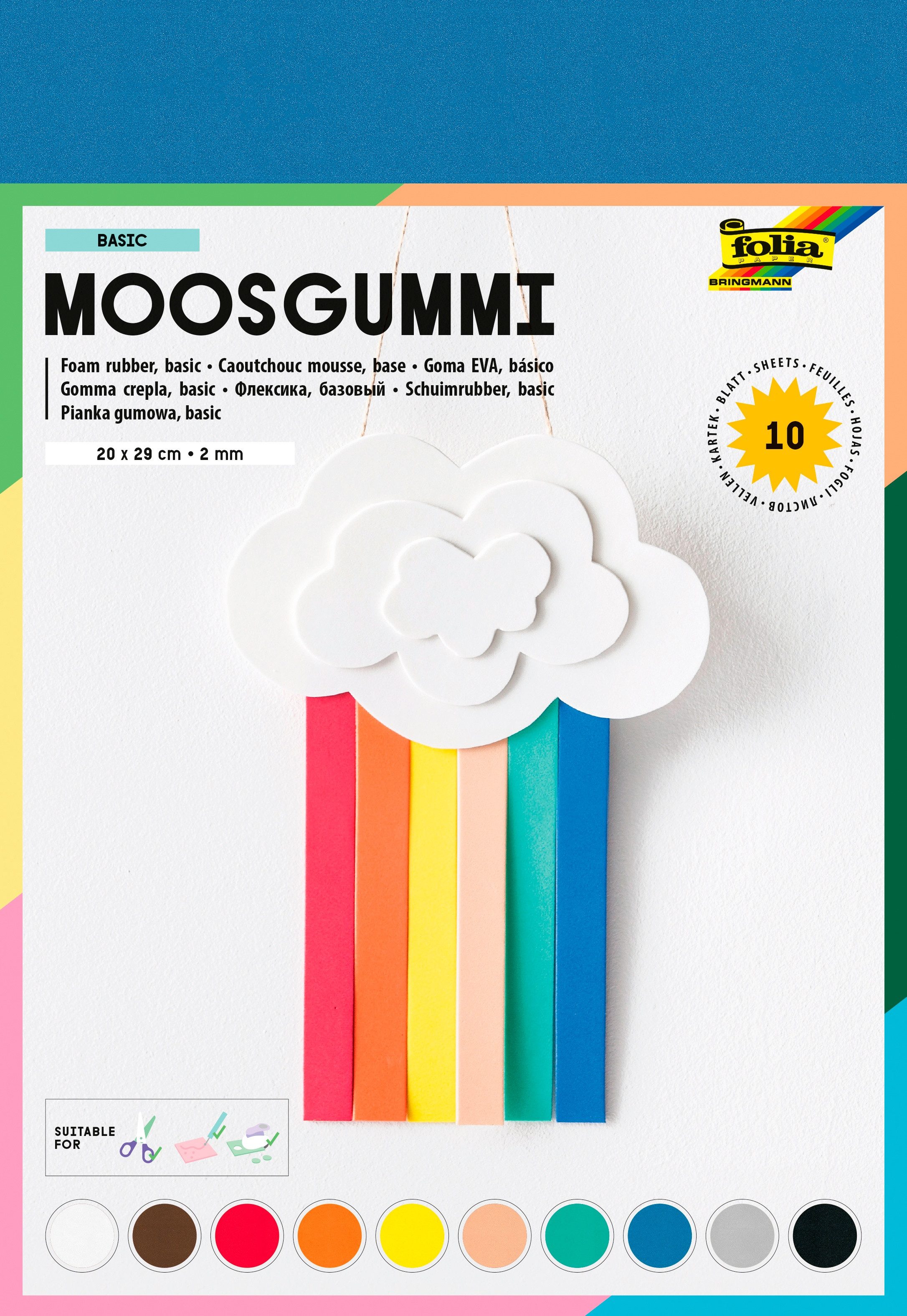 Folia Moosgummi Moosgummi, 20 x 29 cm, 10 Bogen