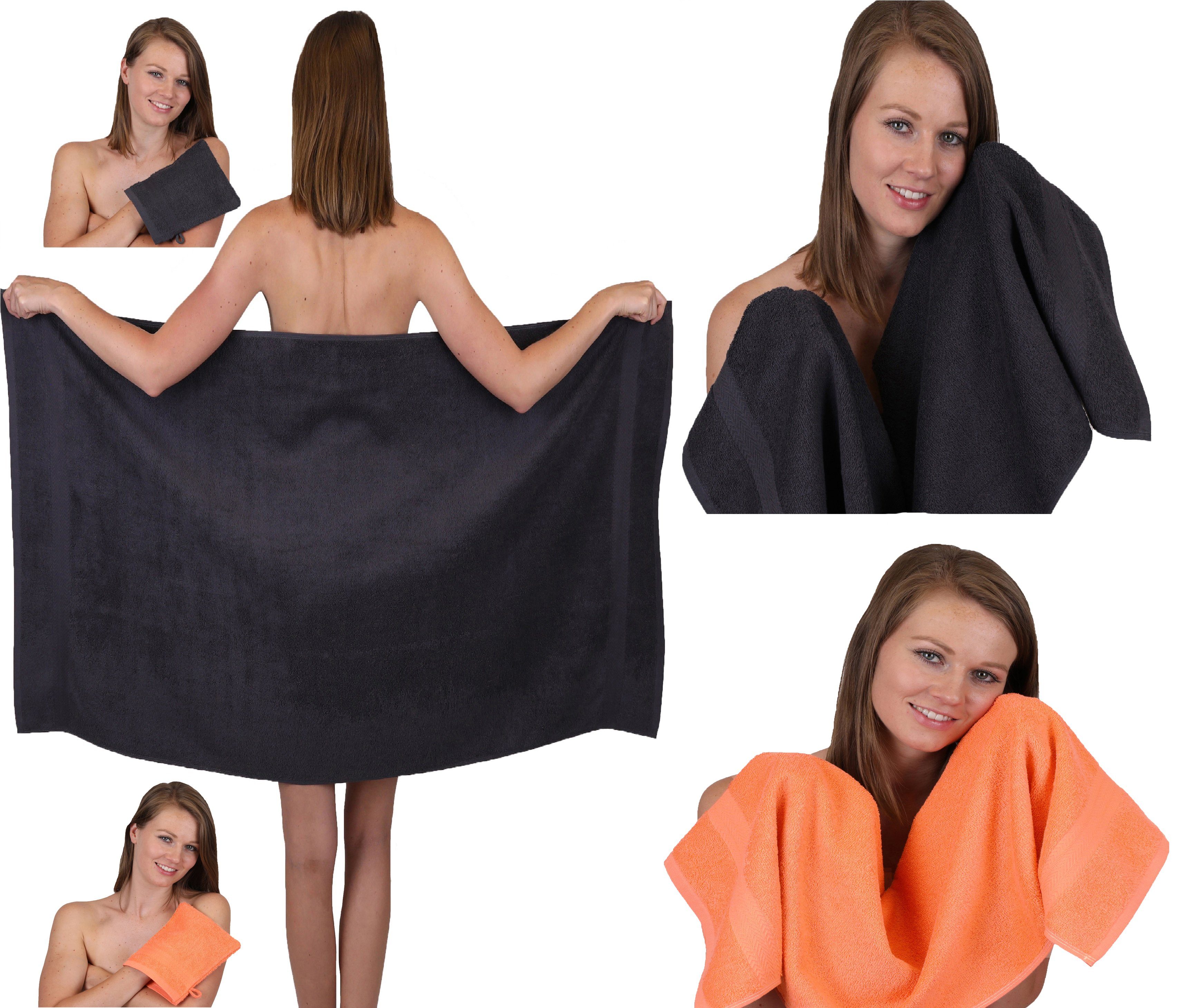 SINGLE Handtuch orange 5 1 graphit TLG. 2 Set Handtücher und PACK Set 100% Handtuch Baumwolle Waschhandschuhe, Betz 2 100% grau Baumwolle Duschtuch