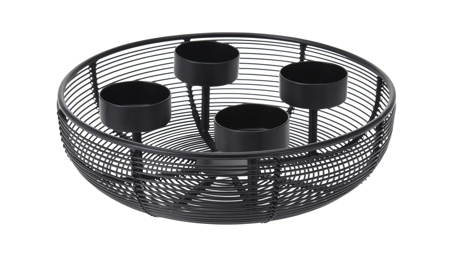 Koopman Kerzenständer Adventskranz Metall Schwarz Ø20cm Kerzenhalter Dekoration Weihnachten