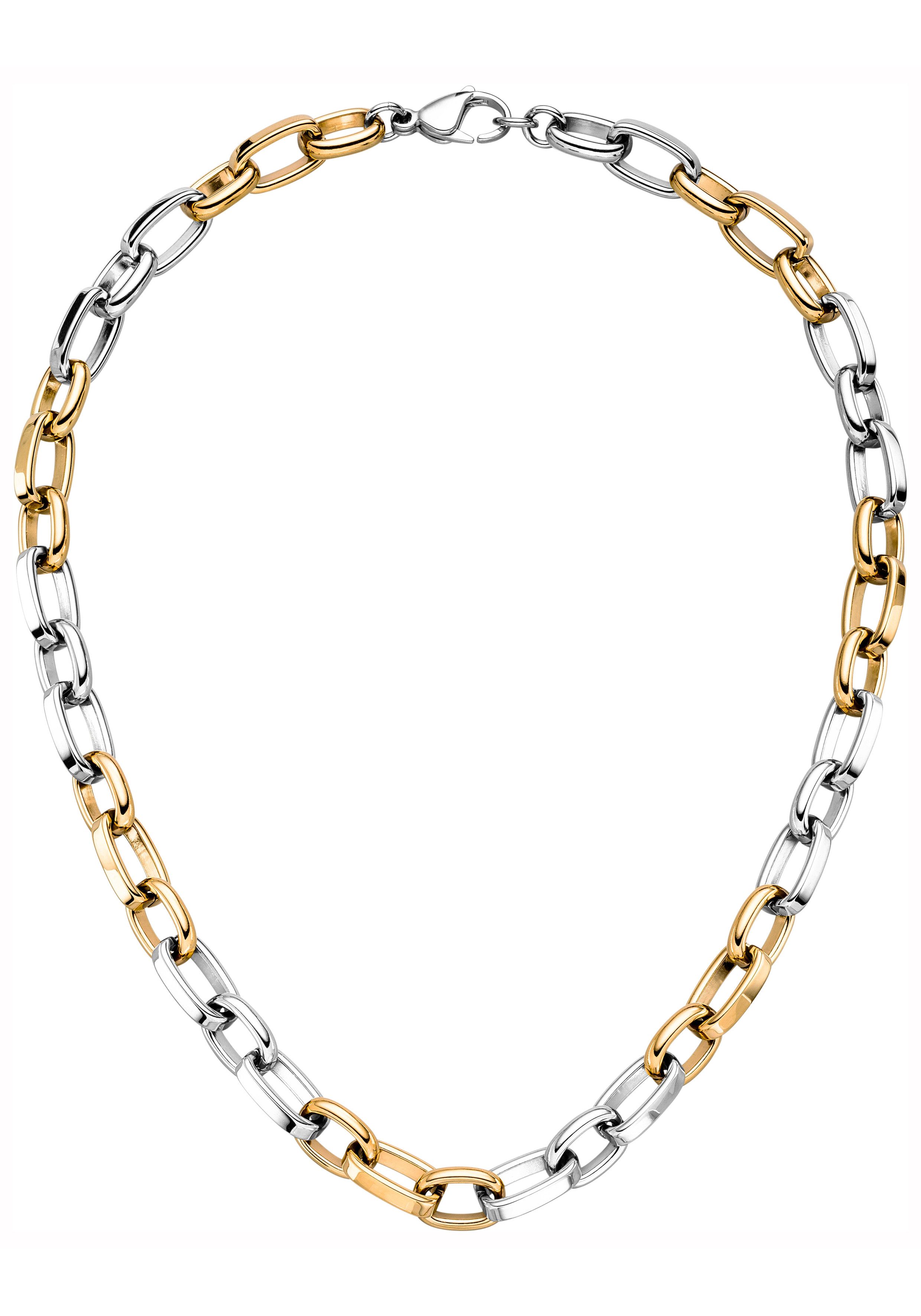JOBO Statementkette Kette Statement 10 mm, Edelstahl oder Bicolor-Optik 48 cm