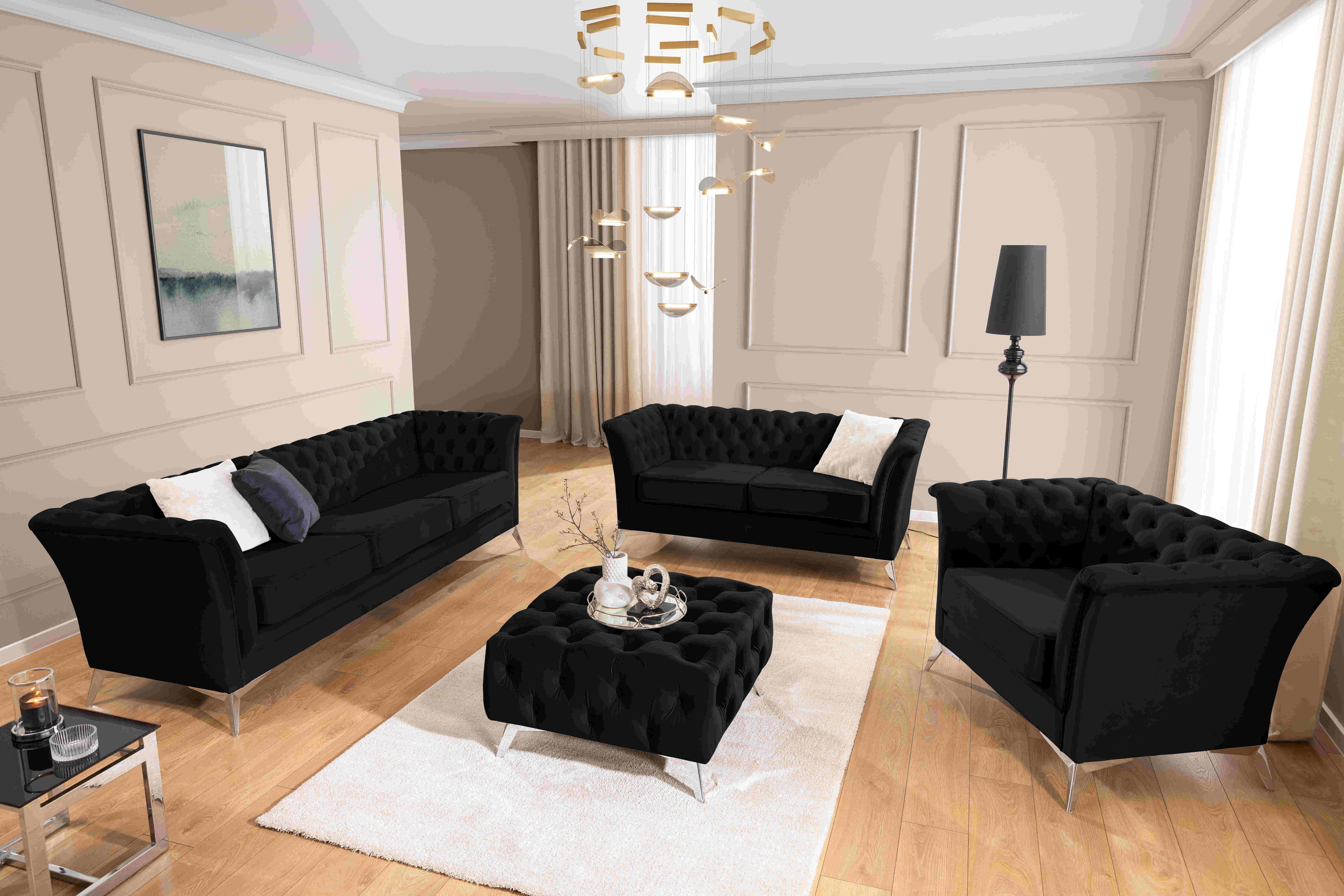 S-Style Möbel Polstergarnitur 3+2+1 Whitby, aus Samt mit goldenen, silberne günstig online kaufen