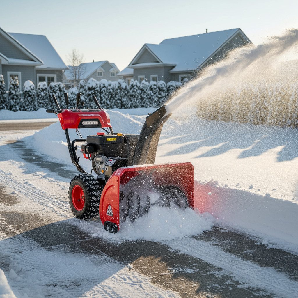 Hecht Benzin-Schneefräse 15 PS mit Elektrostart LED-Scheinwerfer und Griffheizung 2-stufig, 106,00 cm Arbeitsbreite, 51 cm Arbeitshöhe - 420 cm³ - 15 m Wurfweite