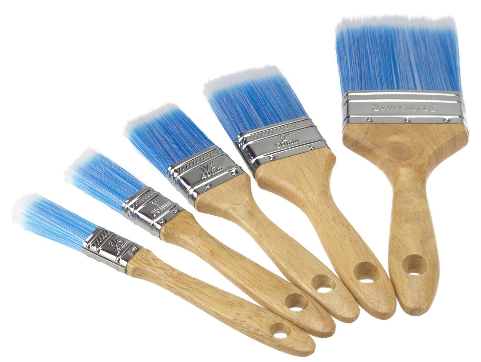 Silverline Pinsel 5er Flachpinsel Set Malerpinsel mit synthetischen Borsten | Malerpinsel