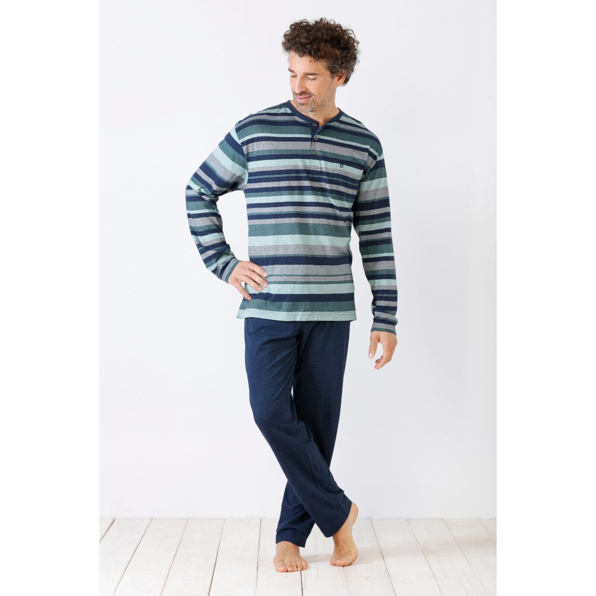 Hajo Pyjama Hajo, Schlafanzug Klima-Light bügelfrei 53882 günstig online kaufen