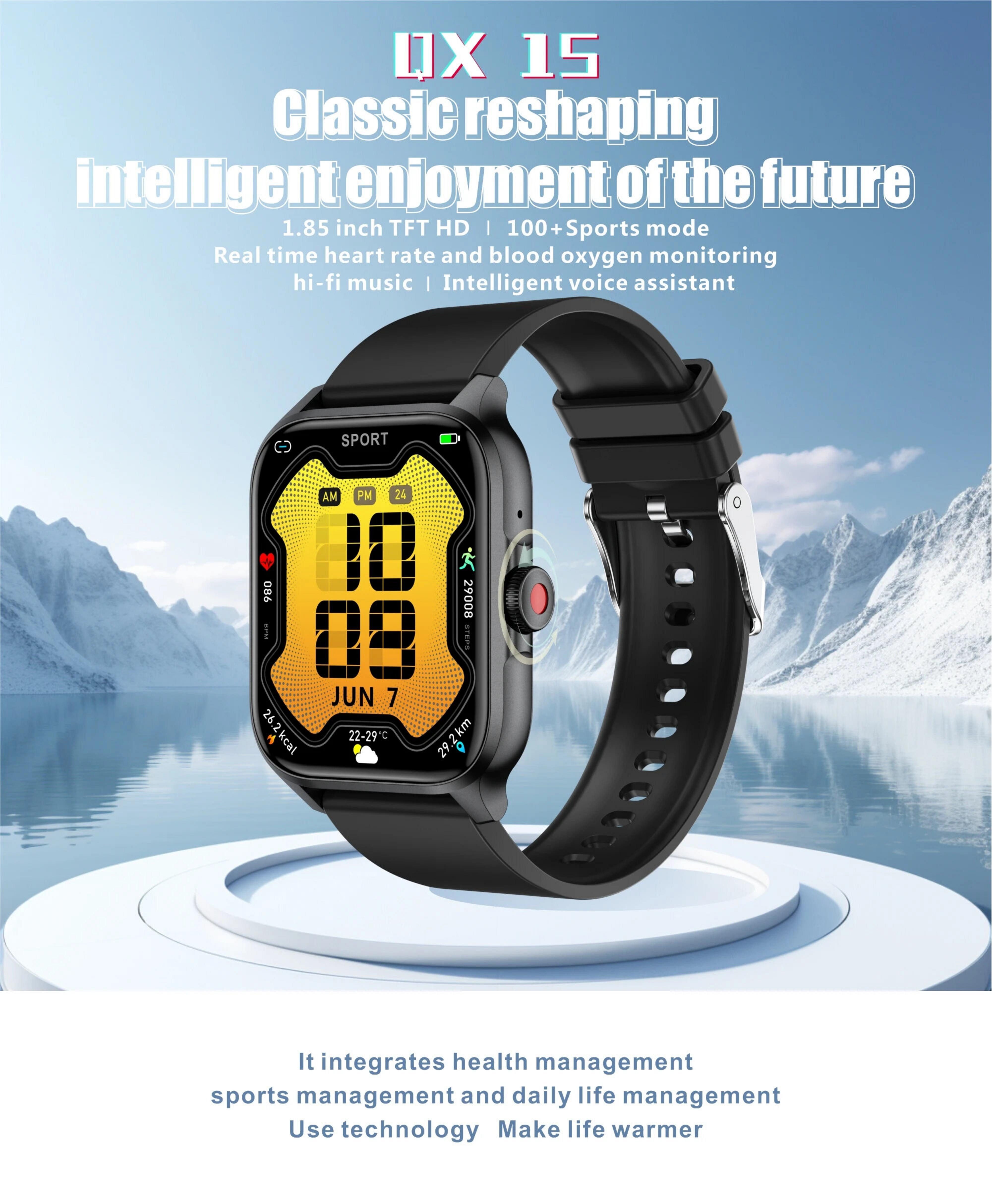 Nagham Ghazal Aswad Smartwatch Luxus Bluetooth Anruf Sport Wasserdichte 1,85 Zoll 2025 Smartwatch (3,8cm cm)