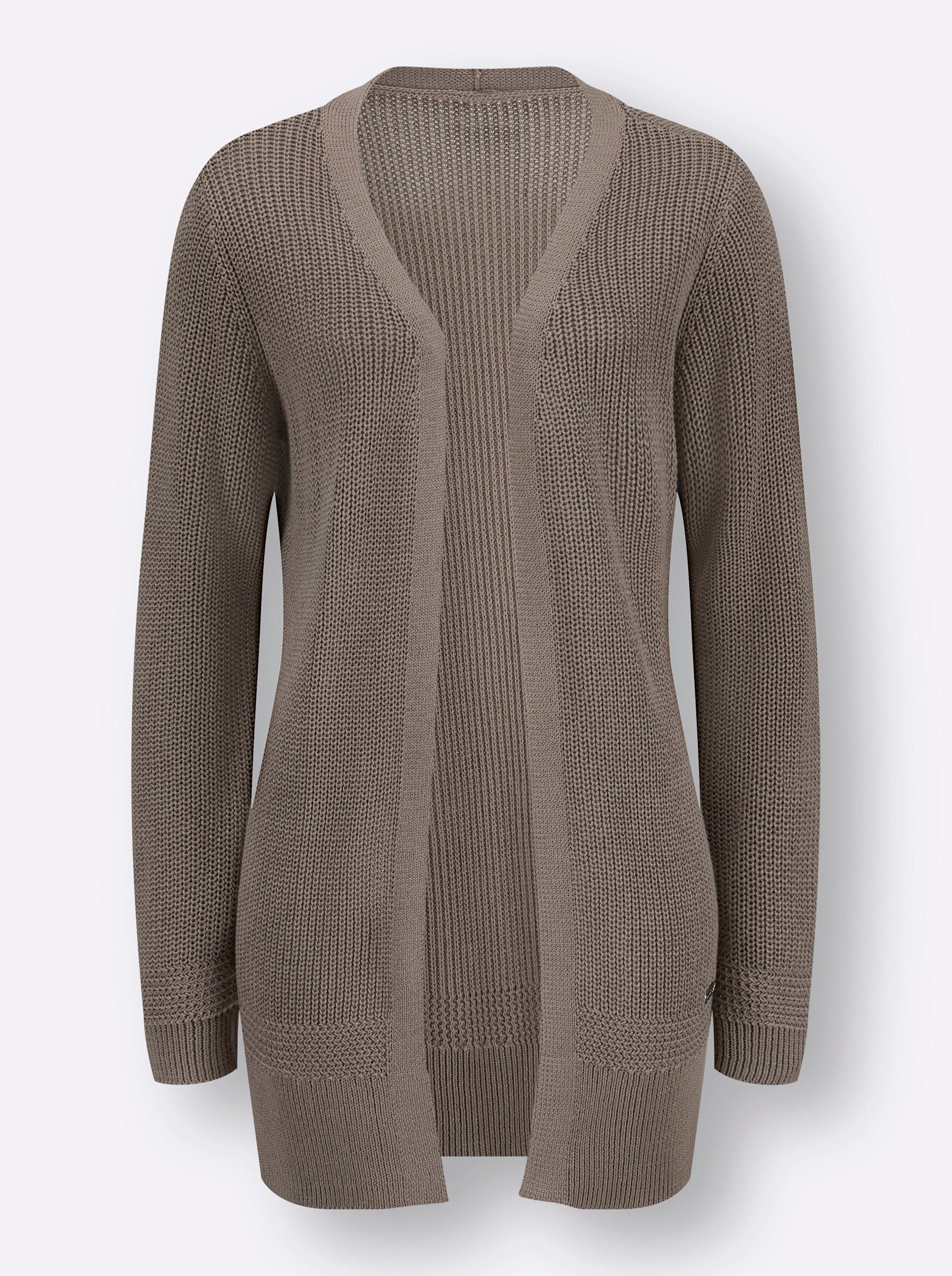 Witt Strickjacke Strickjacke Langarm Rippoptik in Grobstrick-Optik, offene Form