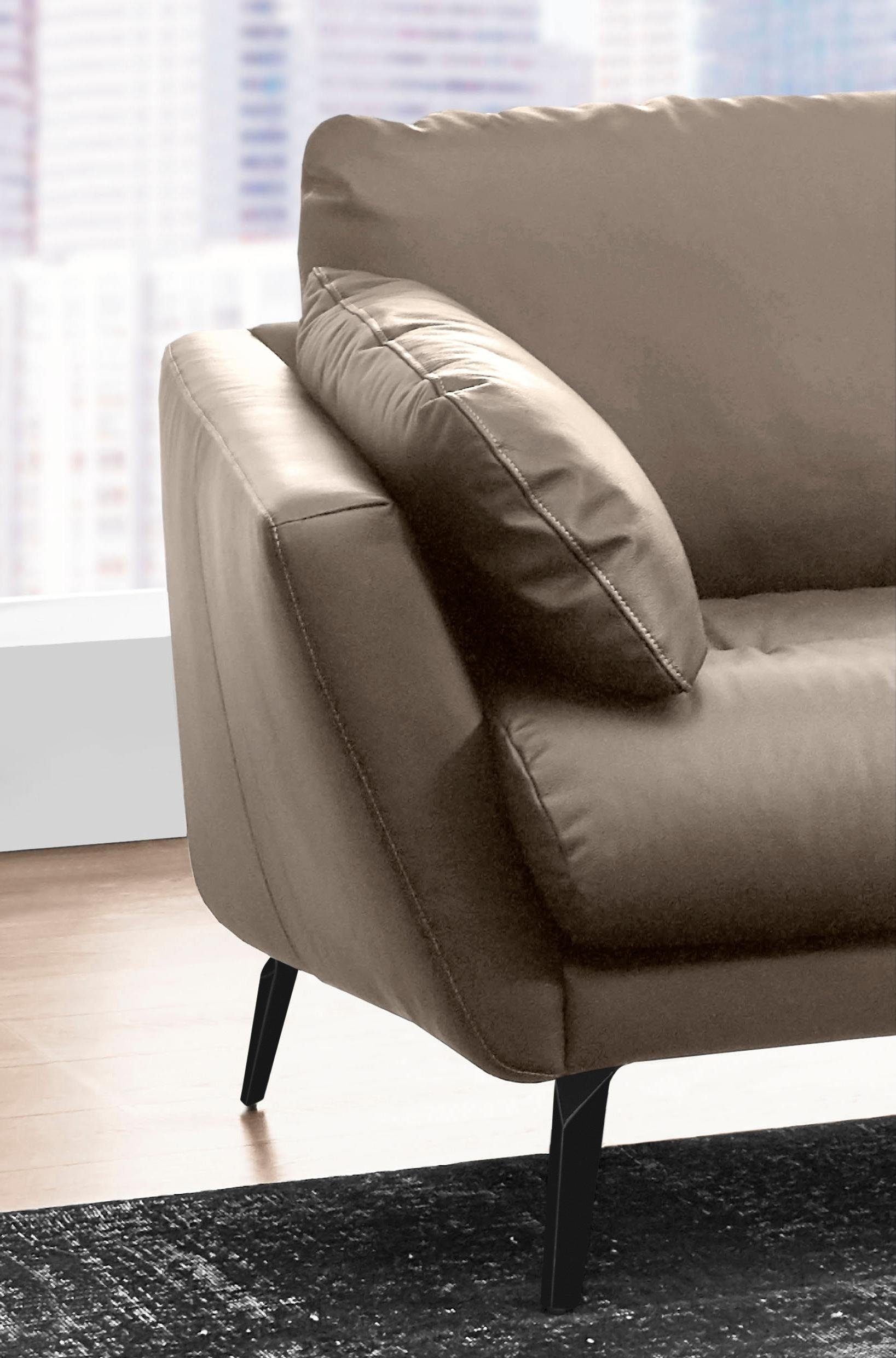 softy, pulverbeschichtet dekorativer schwarz Füße Sitz, mit im W.SCHILLIG Ecksofa Heftung