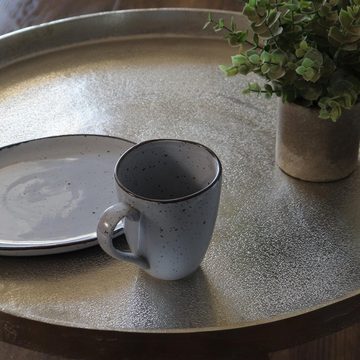baario Couchtisch Couchtisch METALL rund sillber, Beistelltisch Antik Finish Aluminium