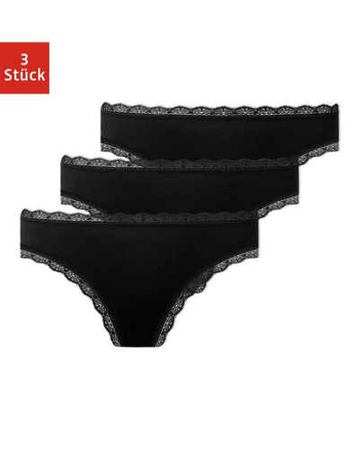 SNOCKS Tanga Unterwäsche Damen String Unterhosen (3-St) aus Bio-Baumwolle mit Spitze, unsichtbar unter deiner Kleidung
