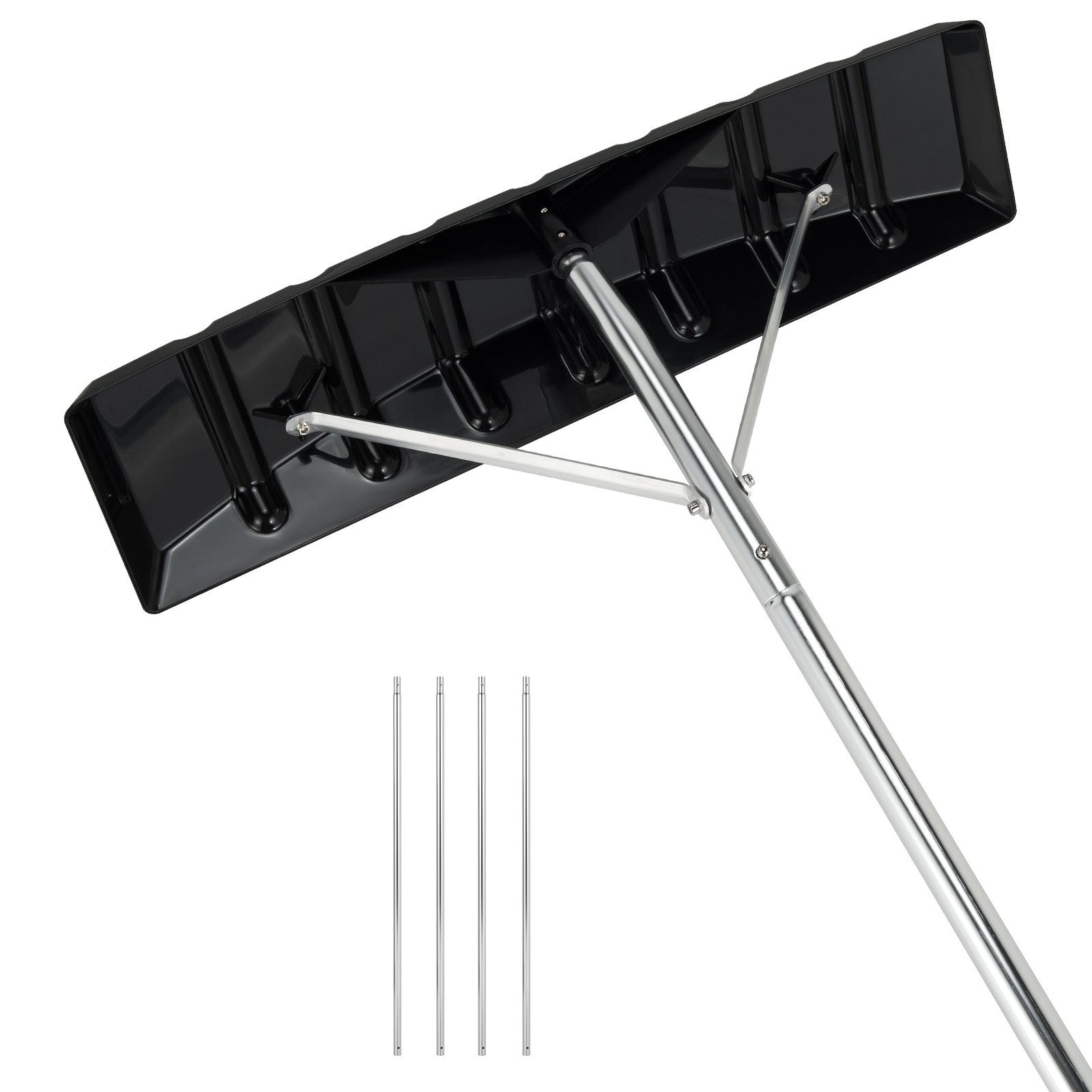 COSTWAY Schneeschieber Schneeschaufel, 63,00 cm Arbeitsbreite, 148-608 cm, Alu