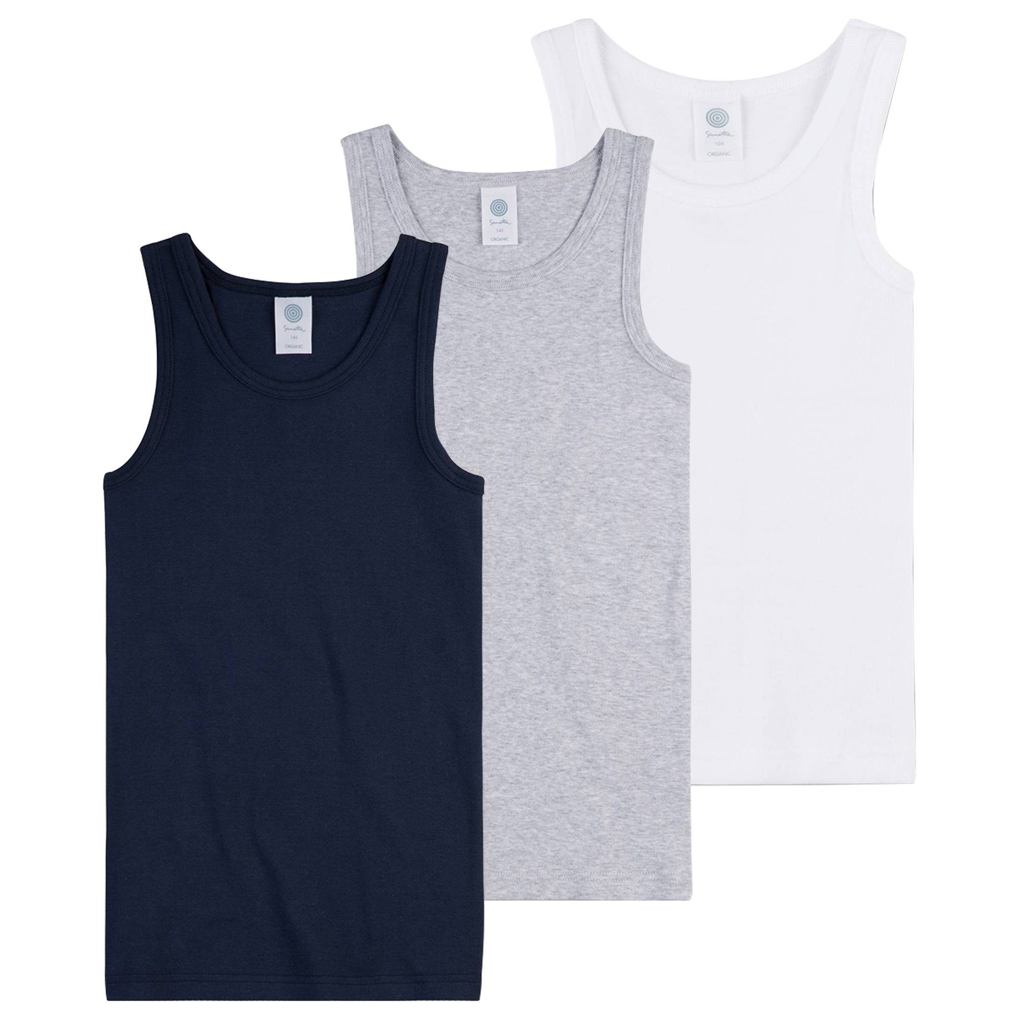 Sanetta Unterhemd Jungen Unterhemden 3er Pack Shirts ohne Arm Top Mehrfarbig