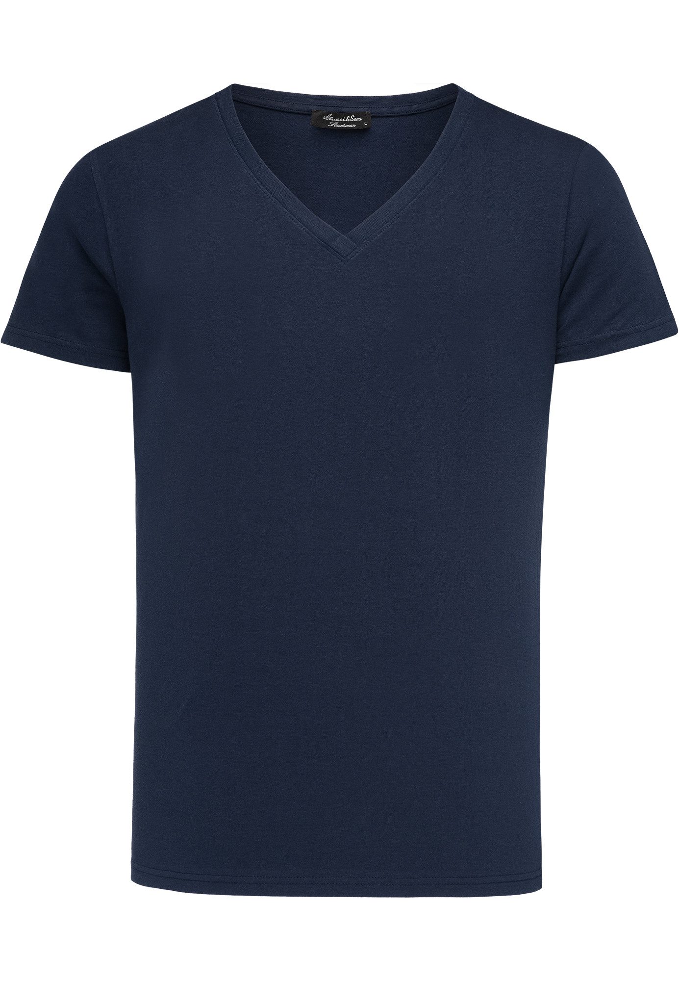 Amaci&Sons T-Shirt EUGENE Basic T-Shirt mit V-Ausschnitt Herren Einfarbig V günstig online kaufen