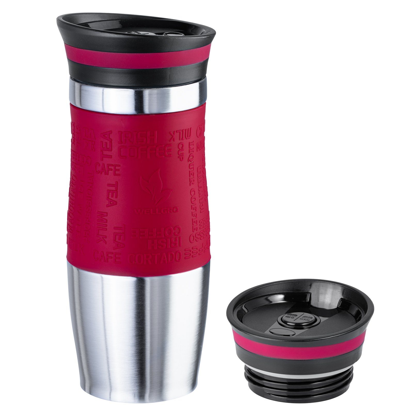 Wellgro Thermobecher Thermobecher 400 ml inklusive 1 Extradeckel