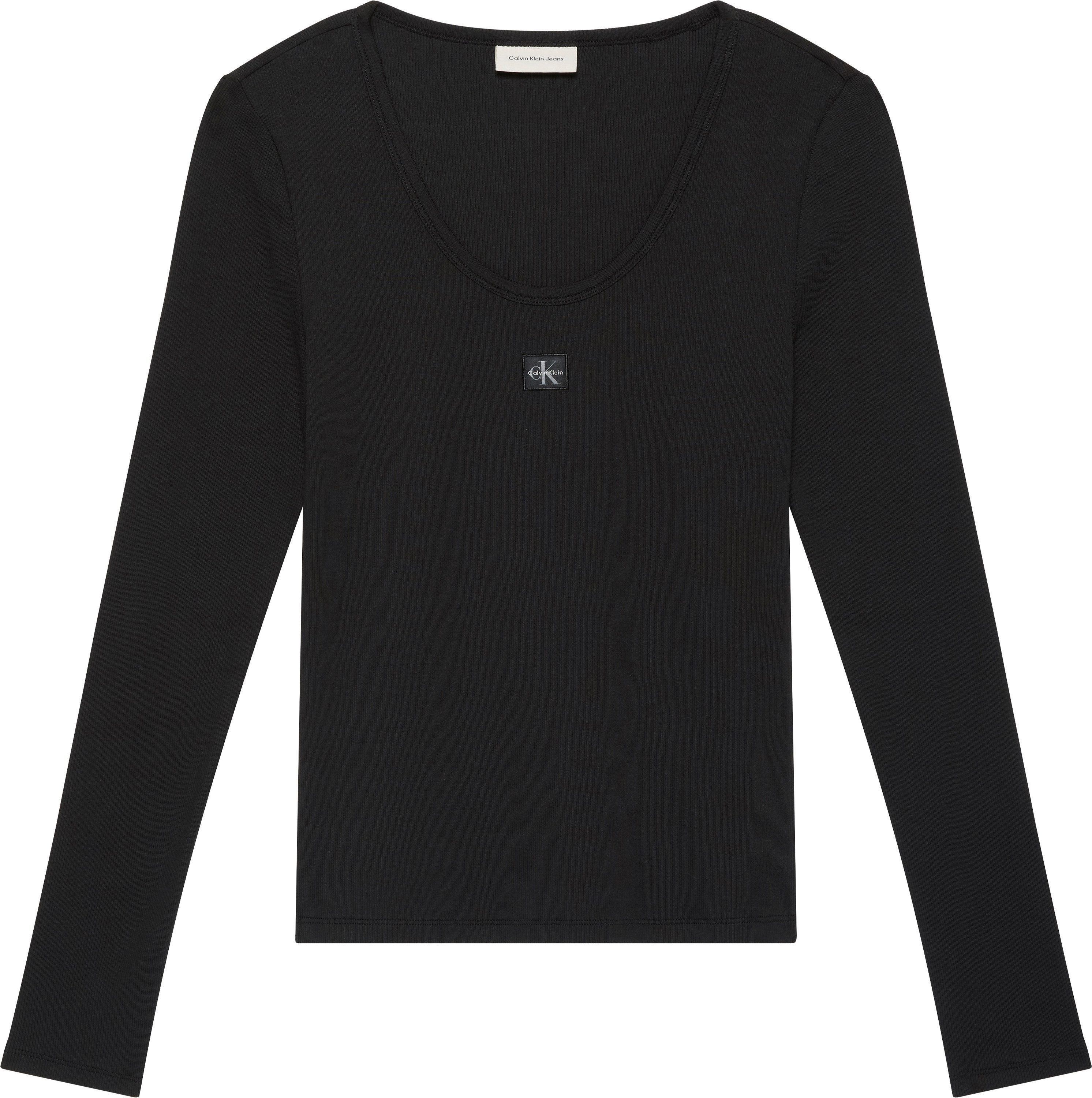 Langarmshirt LS WOVEN LABEL 2X2 RIB SCOOP NEC