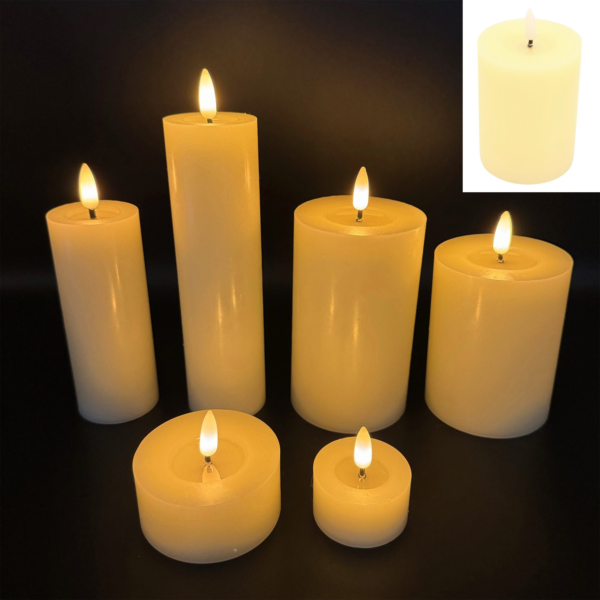 Online-Fuchs LED-Kerze 6er Set LED-Kerzen aus Echtwachs mit realistischer F günstig online kaufen