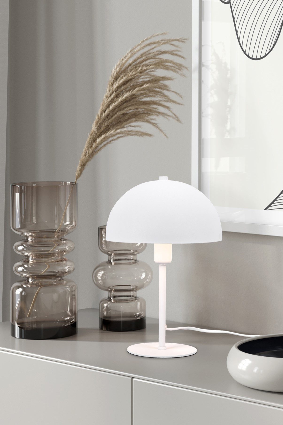 my home Schreibtischlampe MANON, Tischlampe Pilzform Höhe 31cm Ø 20cm, exkl günstig online kaufen