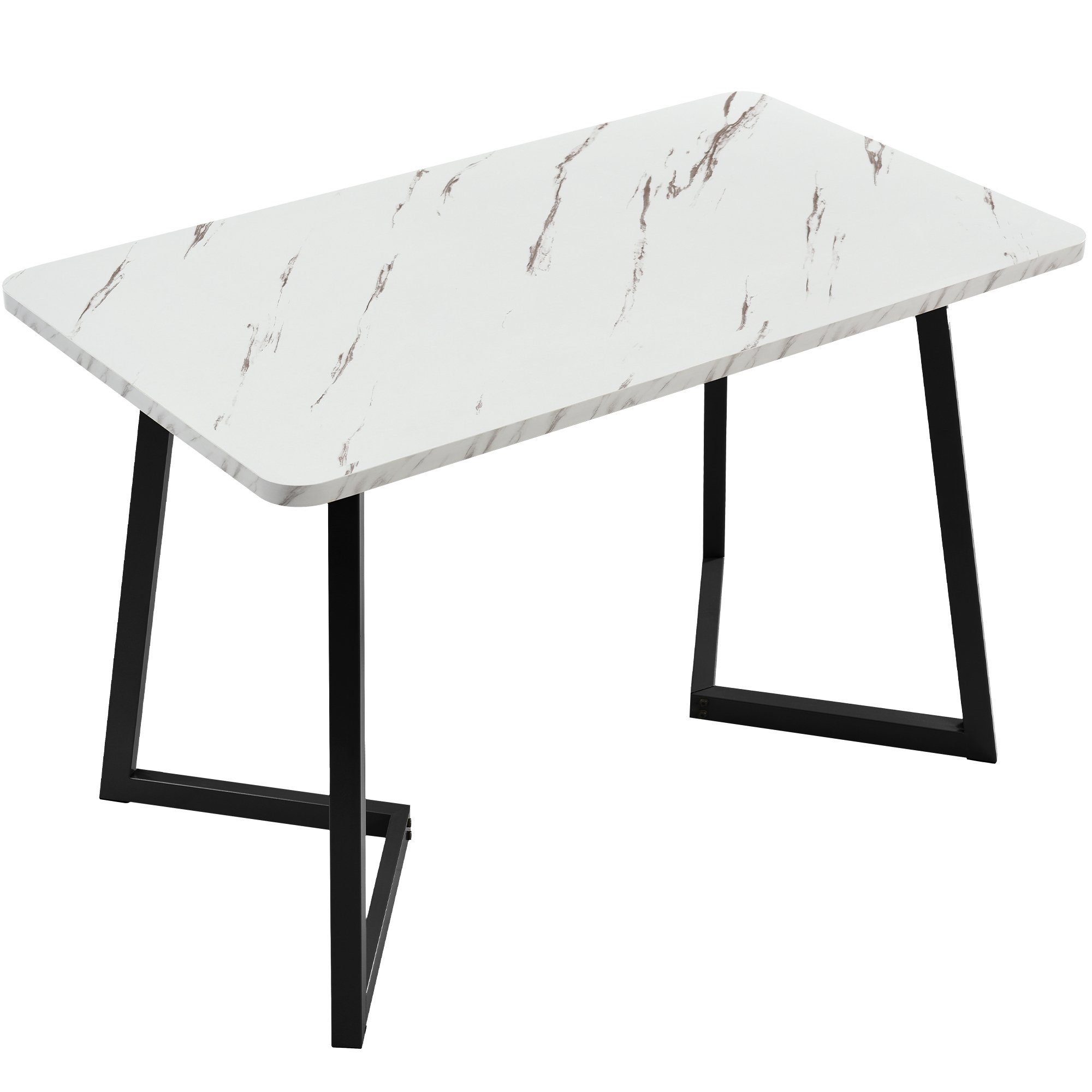 Esstisch, Esszimmerstuhl Rechteckiger 5-tlg., Grau mit Stühlen) mit Essgruppe Ulife Tisch (Set, | Grau Schwarz 4 Diamantmuster, |