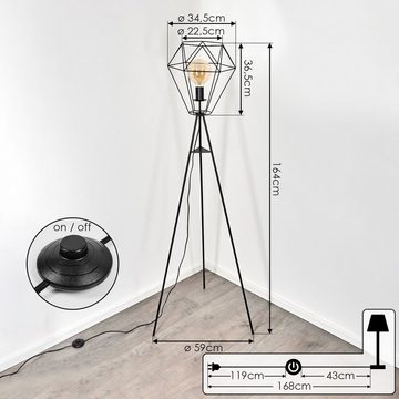 hofstein Stehlampe »Pomari« moderne Stehlampe aus Metall in Schwarz, ohne Leuchtmittel, Standlampe mit Fußschalter und Lichteffekt durch Gitterschirm, E27
