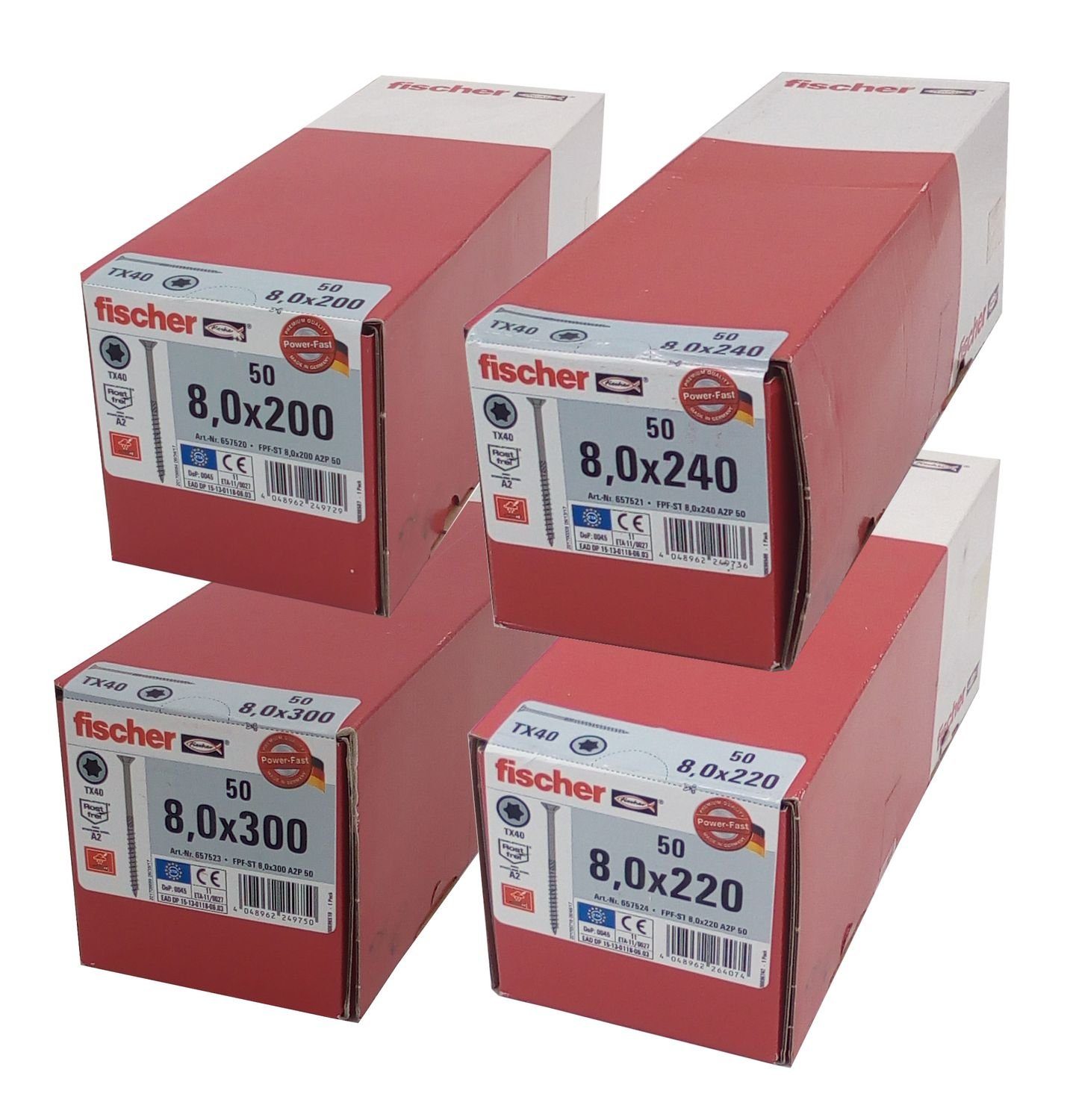 Fischer Befestigungstechnik Spanplattenschraube 10,6 Kg Fischer Holzschrauben Set Power Fast gemischt Senkkopf Edelsta