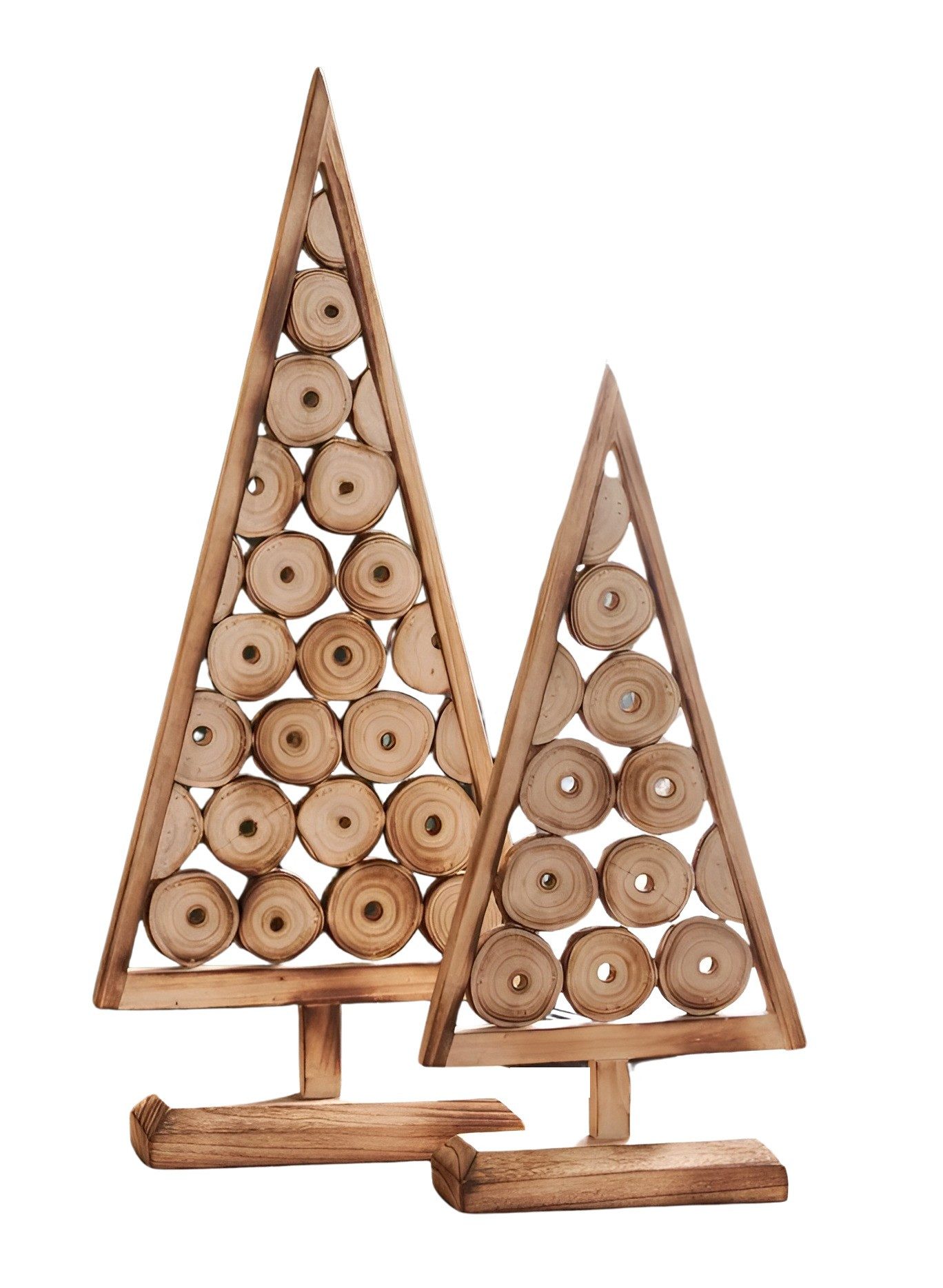 Dekofigur "Tannenbaum" Weihnachtsdeko aus geflammtem Holz, Holzdeko 80 + 110 cm