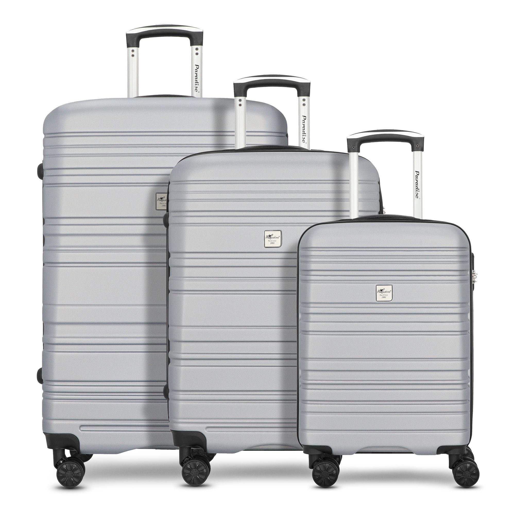 4 ABS Rollen, (3-teilig, CHECK.IN® tlg), 3 silver Paradise, Trolleyset
