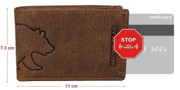 Brown Bear Mini Geldbörse Modell 8006-B - Mini Portemonnaie aus Echtleder, mit 4 Kartenfächern und RFID-Schutz Farbe Braun Vintage