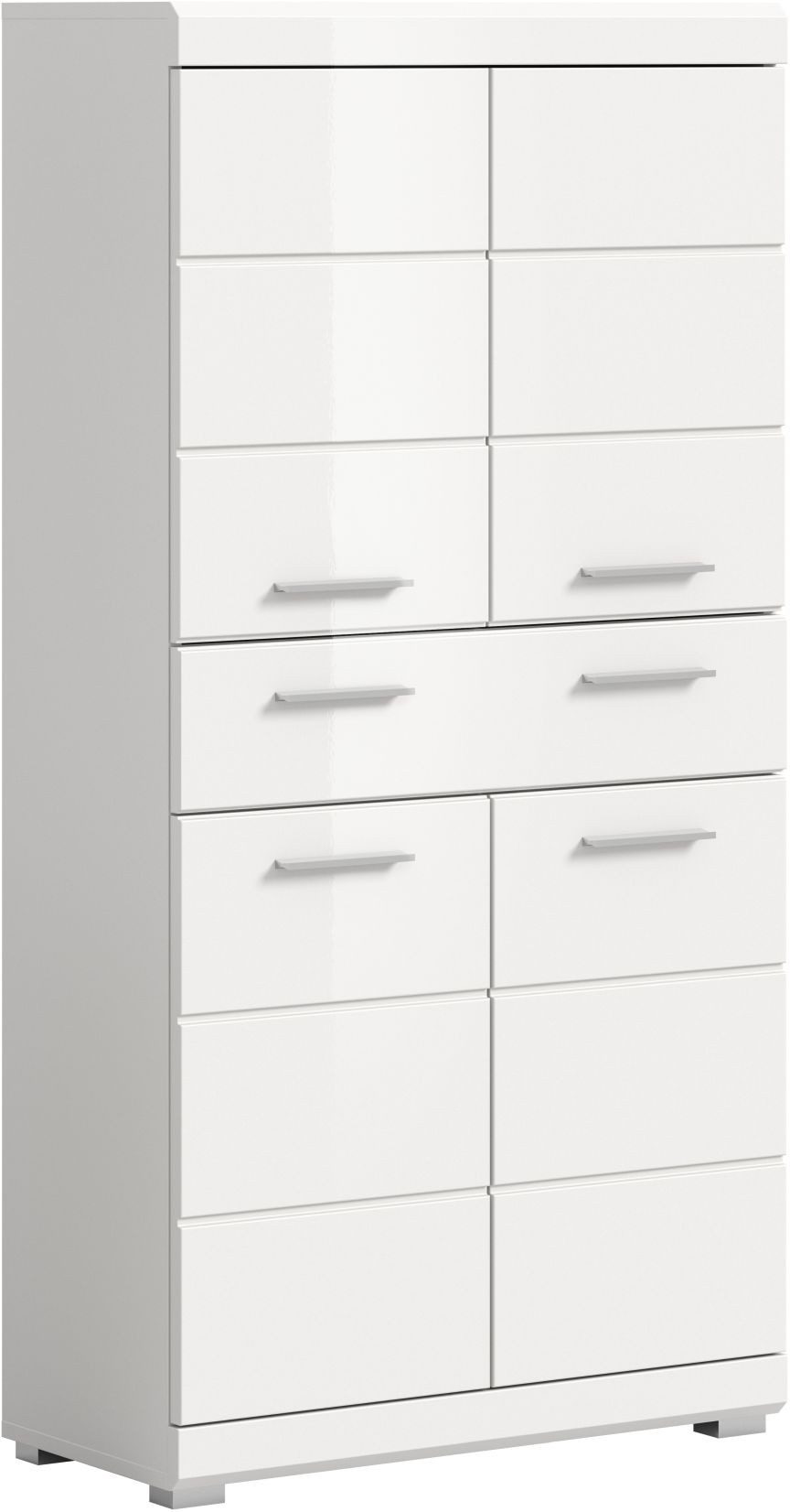 xonox.home Midischrank Weiß Hochglanz Melamin Modern 74x141x31 cm