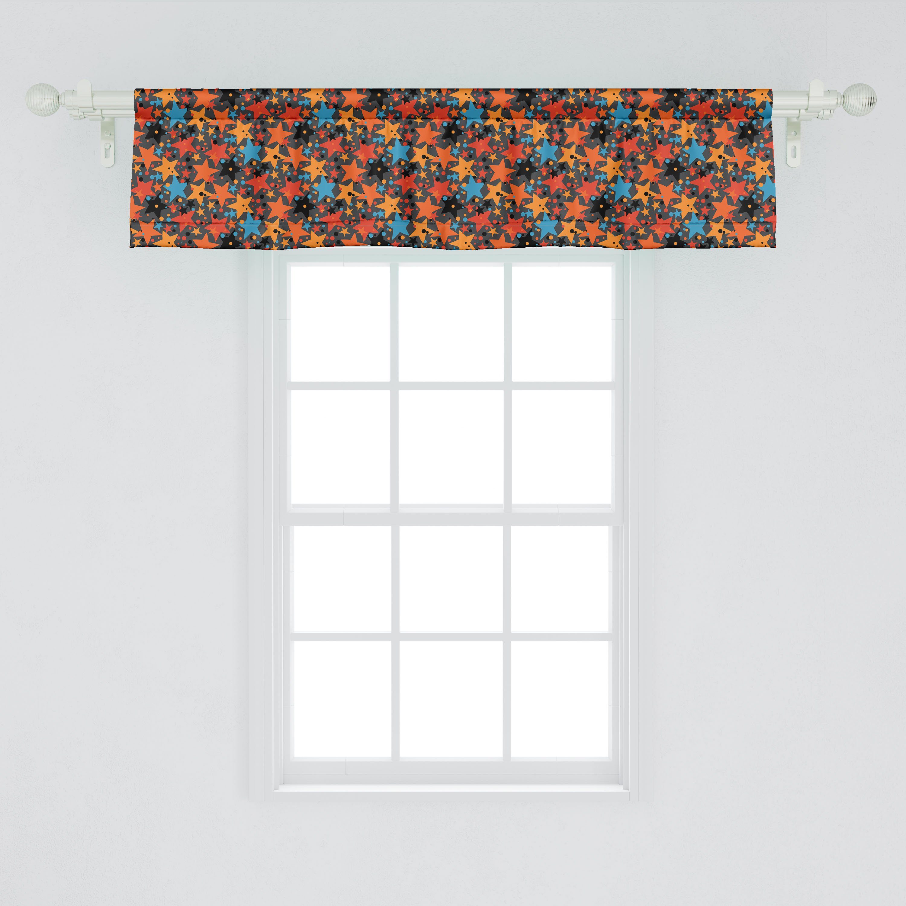 Scheibengardine Vorhang Volant für Geometrisch mit Stangentasche, Abakuhaus, Dots Microfaser, Küche Dekor mit Sternen Schlafzimmer