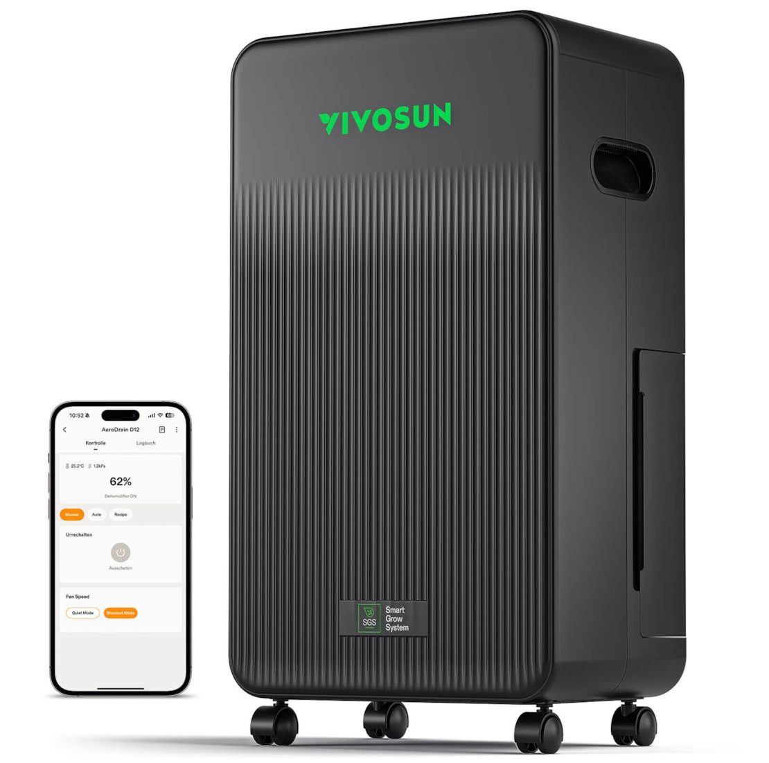 VIVOSUN Luftentfeuchter VIVOSUN AeroDrain D12 Smarter Luftentfeuchter, Tank 2 l, mit Temperatur- und Luftfeuchtigkeitssensor