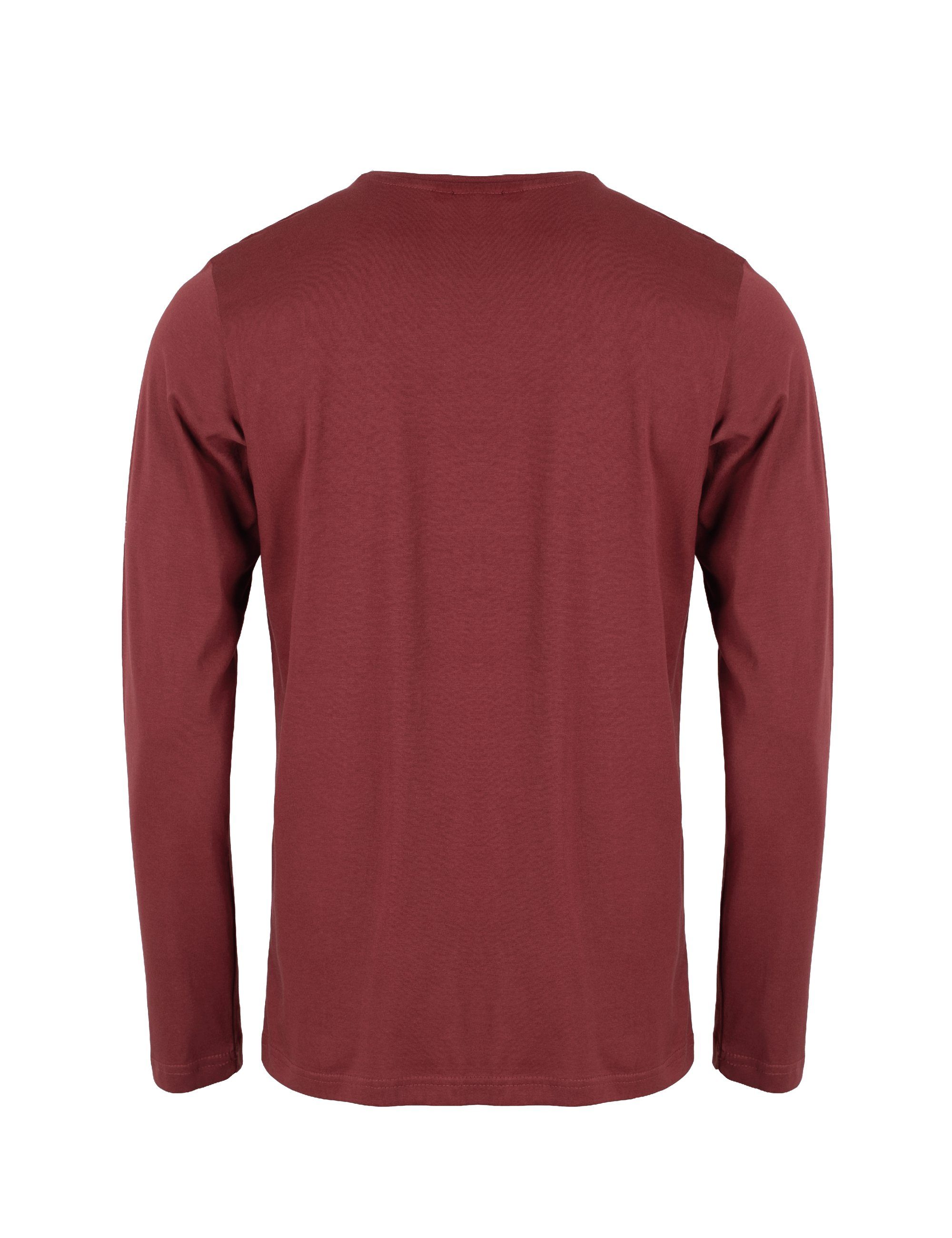 Aufdruck 1-tlg) Rot Baumwolle Rundhalsausschnitt, Tennet 100% Langarmshirt mit "Mount australia Tennet", ROADSIGN (1,