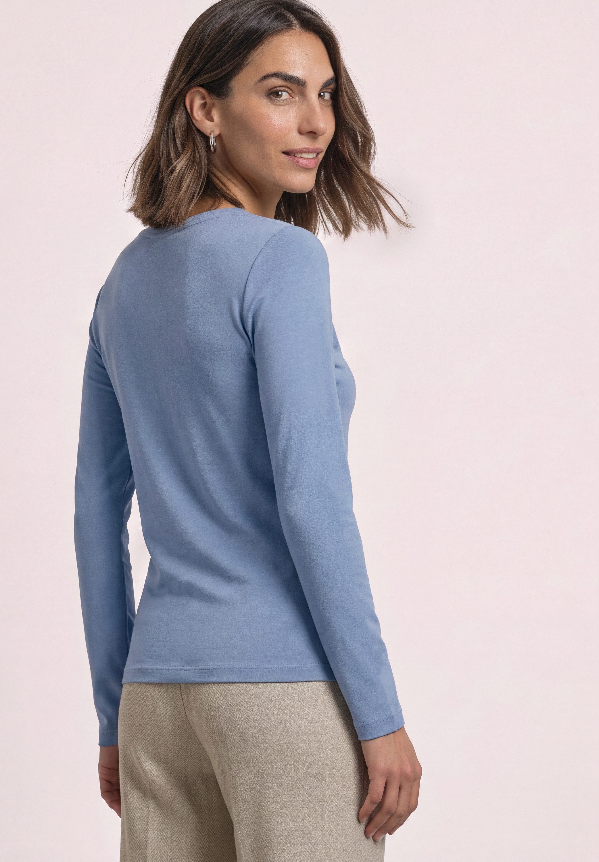 STREET ONE Langarmshirt mit U-Boot-Ausschnitt und Modal