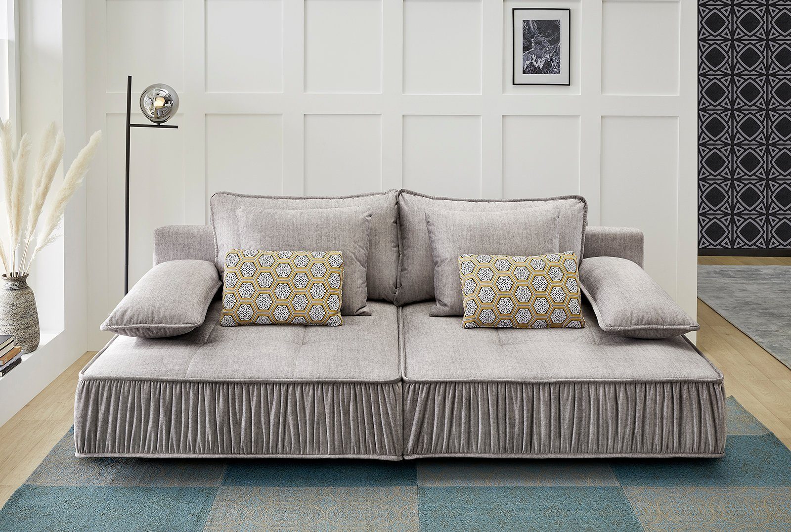 grau indirekter Gruppe Marrakesch, Optik Big-Sofa | mit schwebende LED-Ambiente-Beleuchtung, grau Jockenhöfer