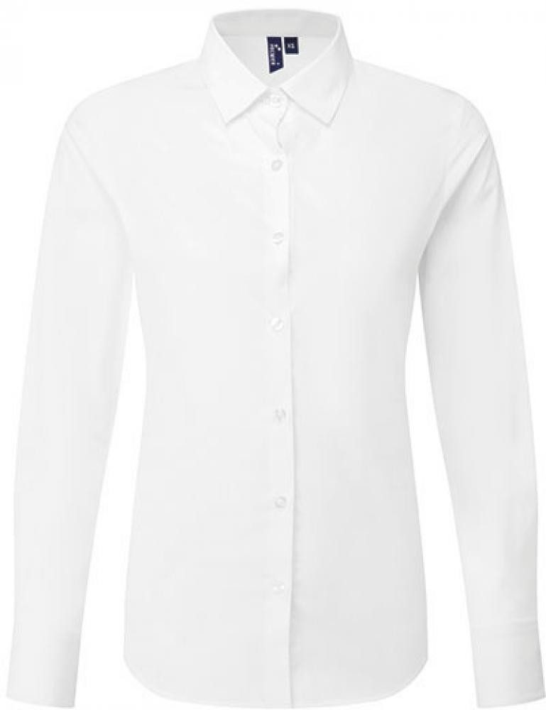 Premier Workwear Kapuzenpullover Womens Long Sleeve Recyclight Poplin Shirt Damen Hemd