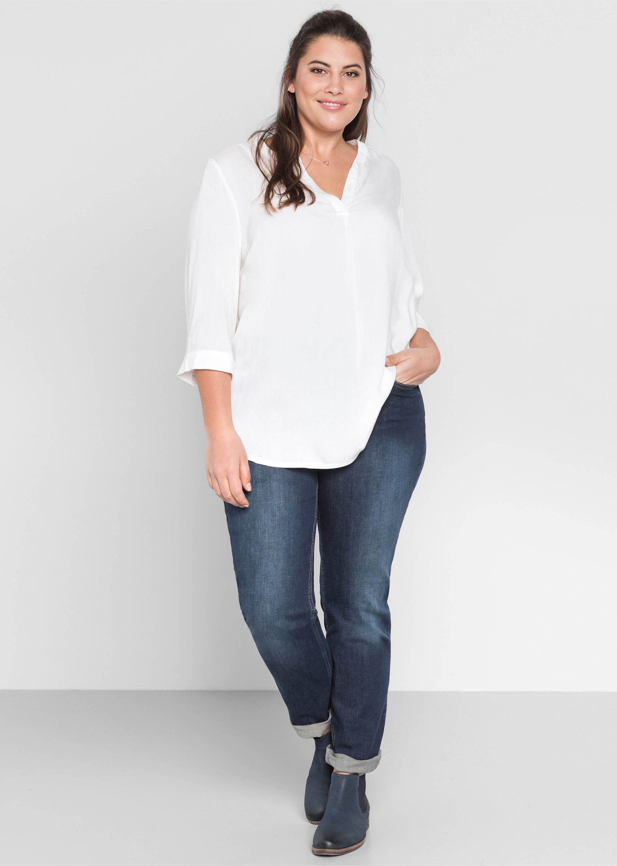 Sheego Klassische Bluse Tunika 3/4-Arm