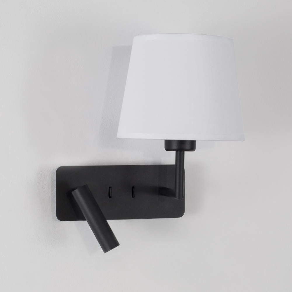 Nova Luce Wandleuchte Wandleuchte Flex in Schwarz-matt und Weiß E27 mit Lesearm