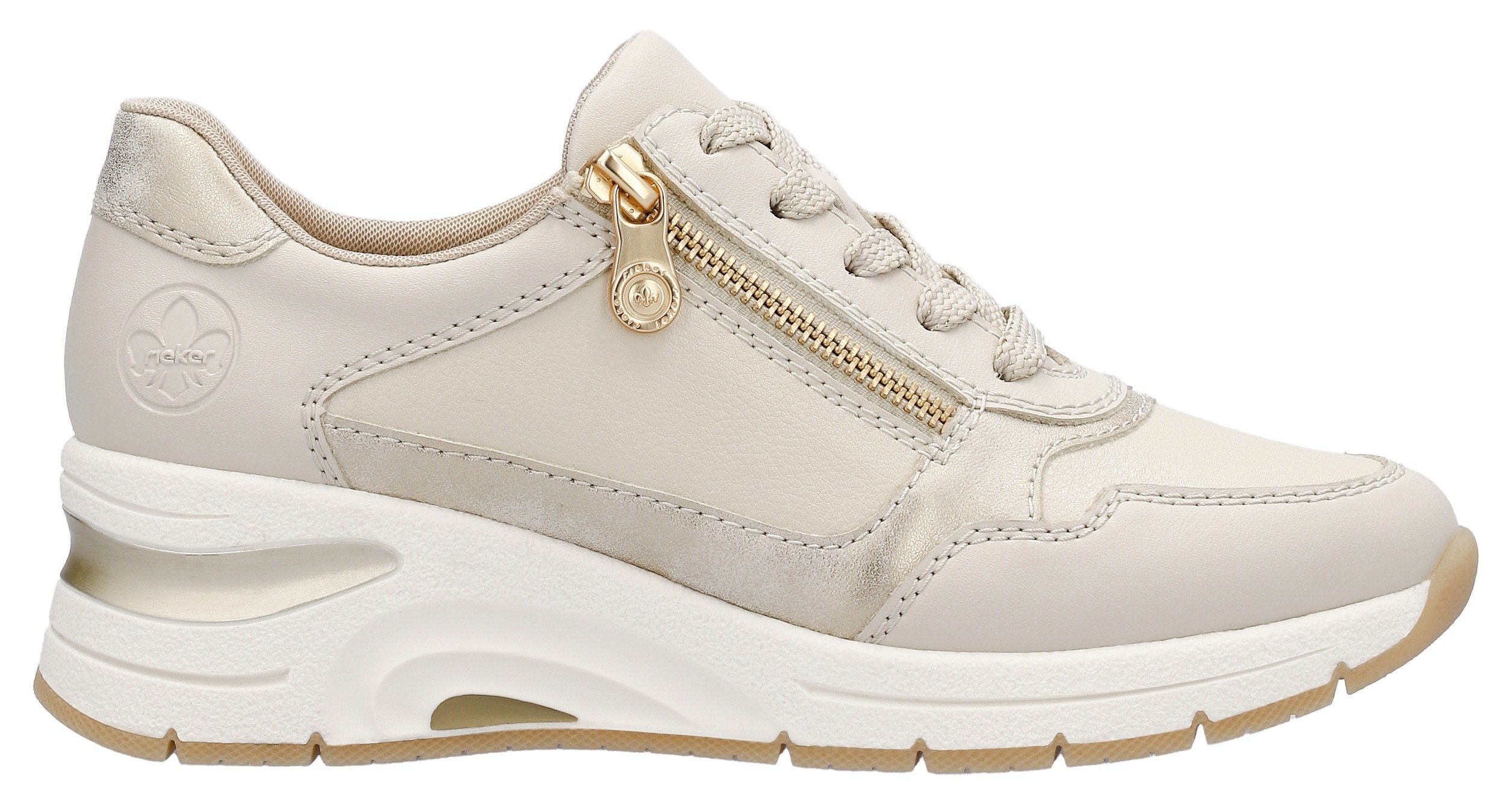 Rieker Sneaker mit seitlichem Reißverschluss,Freizeitschuh,Schnürschuh, schmale Form