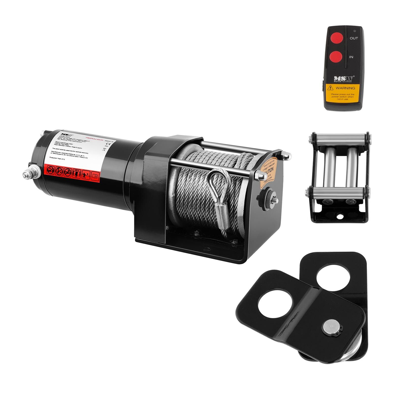 Seilwinde 1590 kg 12 V Elektrische Motorwinde Umlenkrolle Fernbedienung