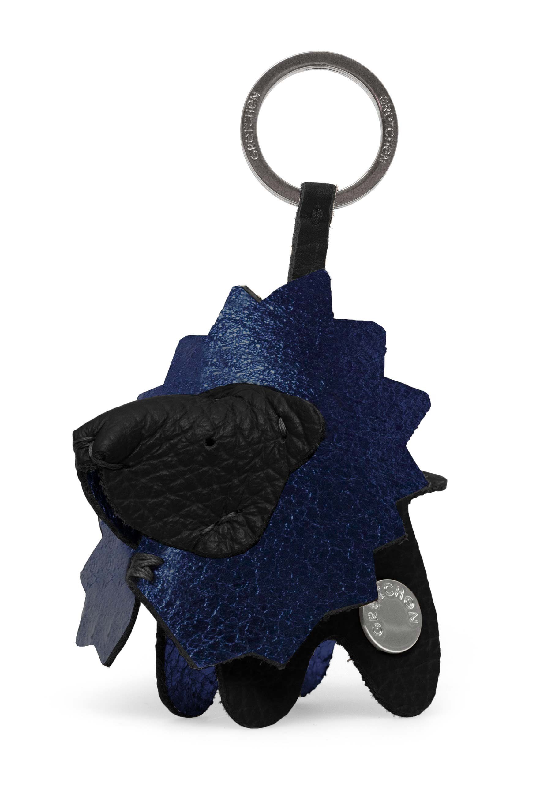 GRETCHEN Schlüsselanhänger Lion Keyring, aus italienischem Kalbsleder dunkelblau-schwarz