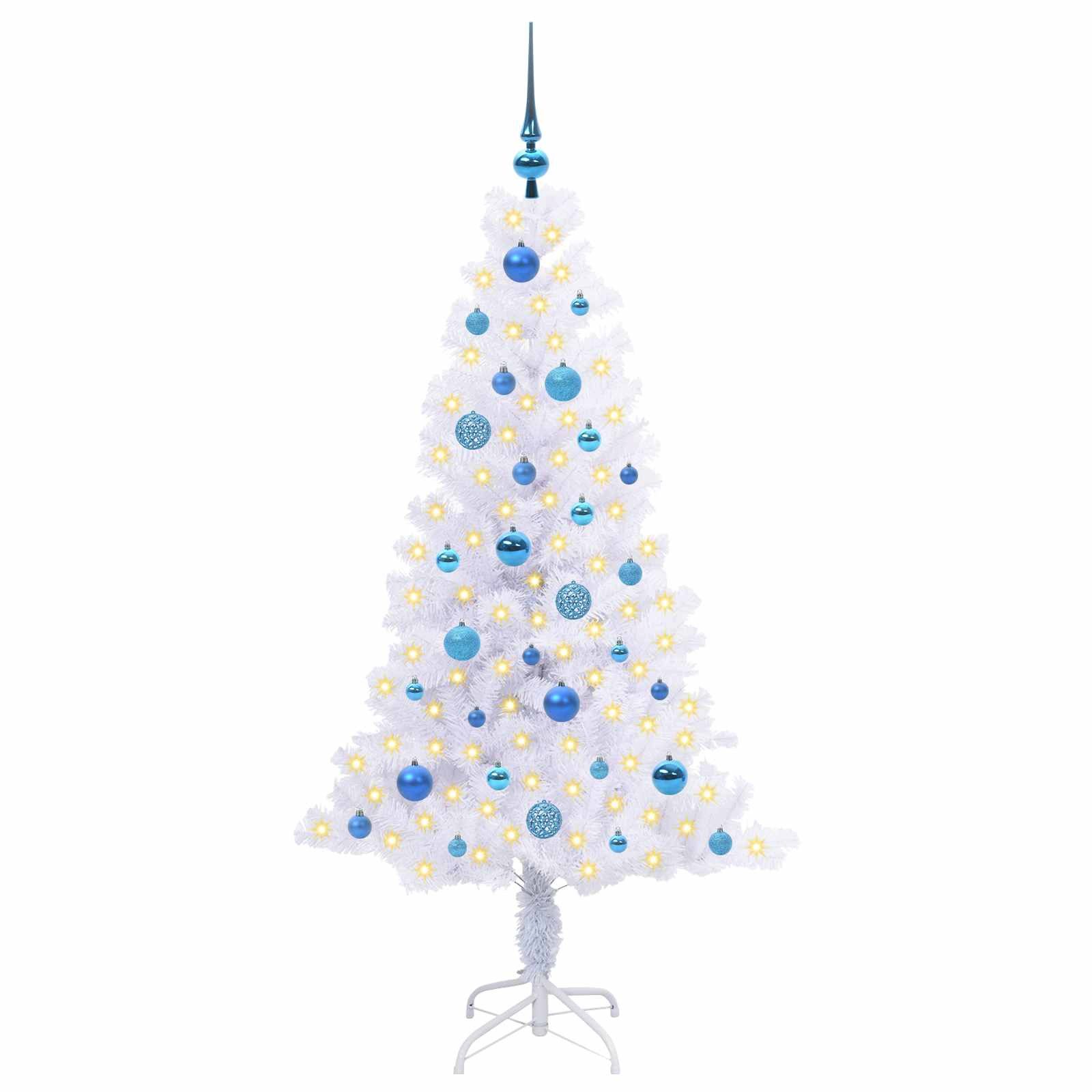 vidaXL Künstlicher Weihnachtsbaum Künstlicher Weihnachtsbaum Weiß 150 cm PVC und Stahl