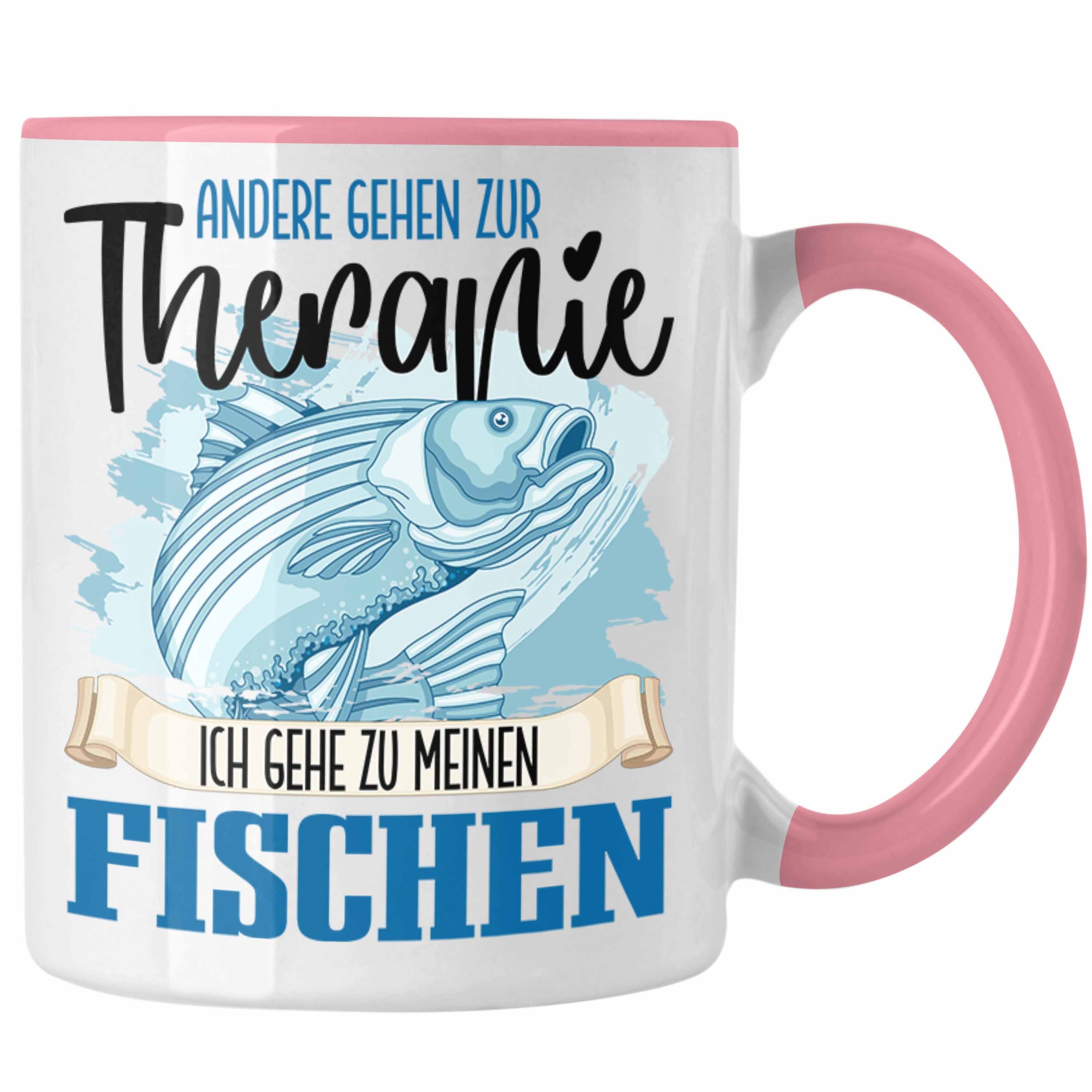 Trendation Tasse Trendation - Angler Tasse Geschenk für Fisch Besitzer Therapie Lustige Rosa