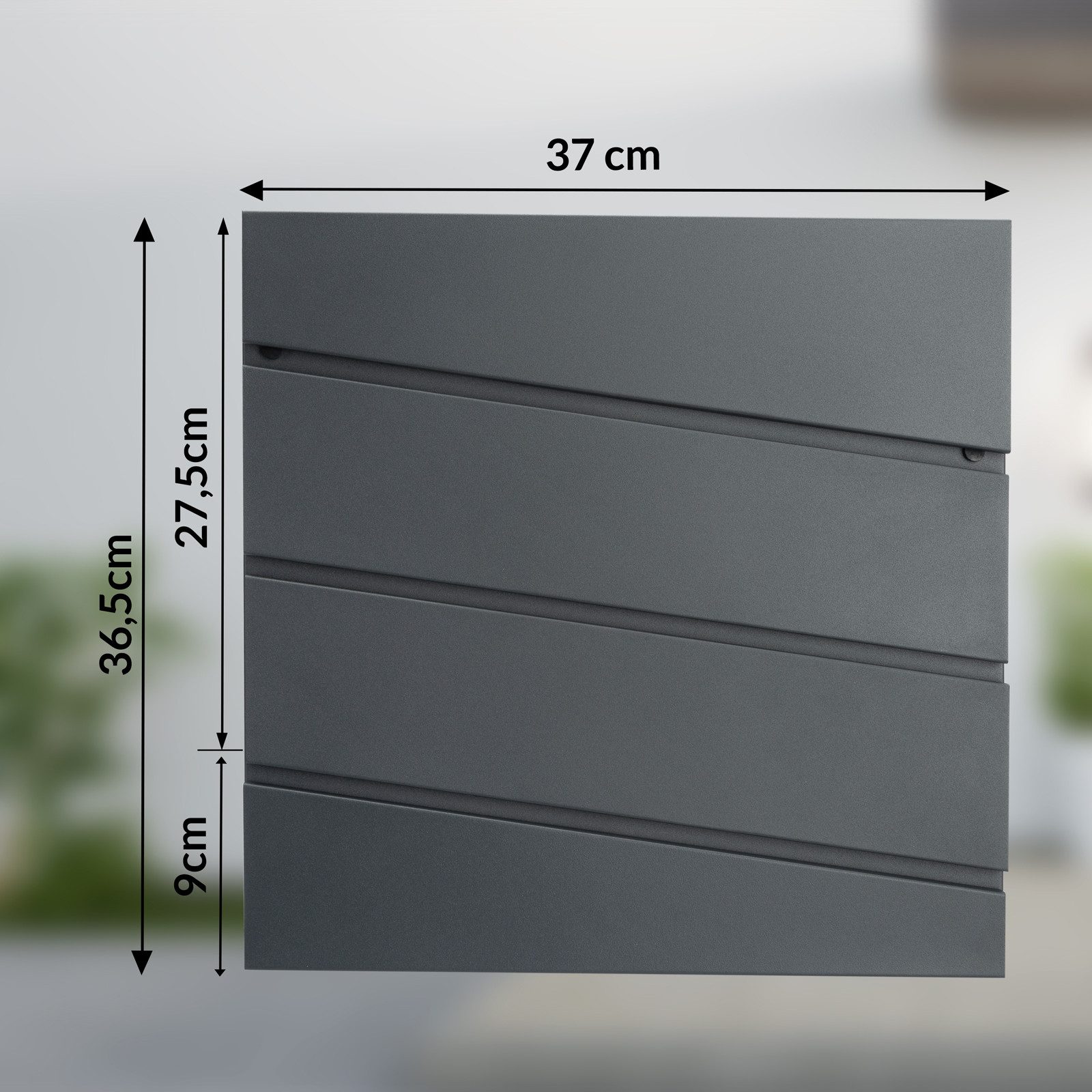 monzana Wandbriefkasten, Design Stahl anthrazit mit Zeitungsfach 2 Schlüssel Wandbriefkasten