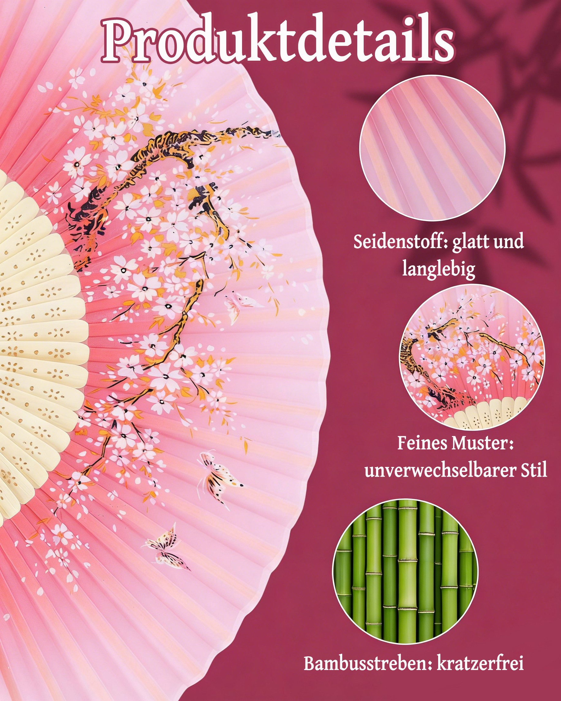 Zaewry Handfächer Quasten-Handfächer, Vintage-Faltfächer