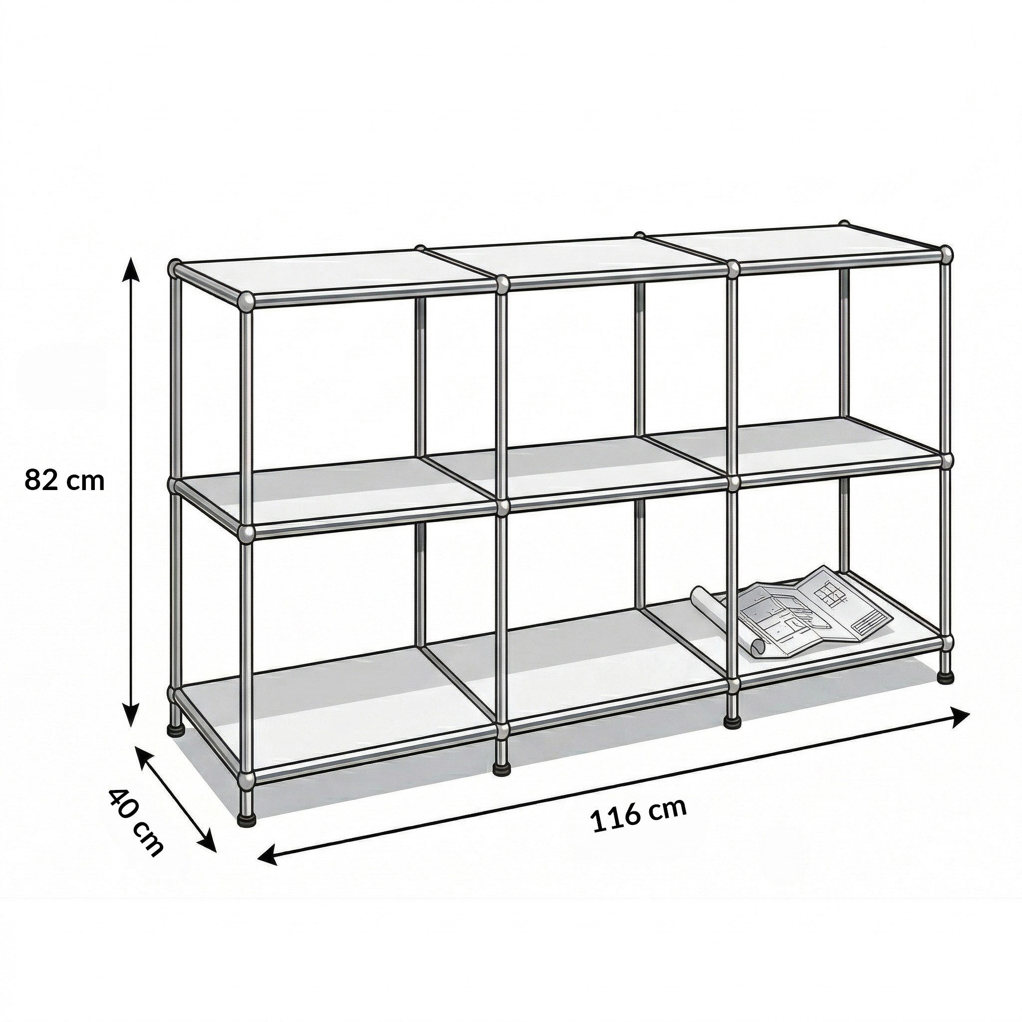 Kubus Standregal Urban Pure MK-018, Ablagen Sideboard Lowboard Offenes Bücherregal, Einzelartikel, Offene Bauweise, breite Ablageflächen, höhenverstellbare Füße – Bild 2 von 5