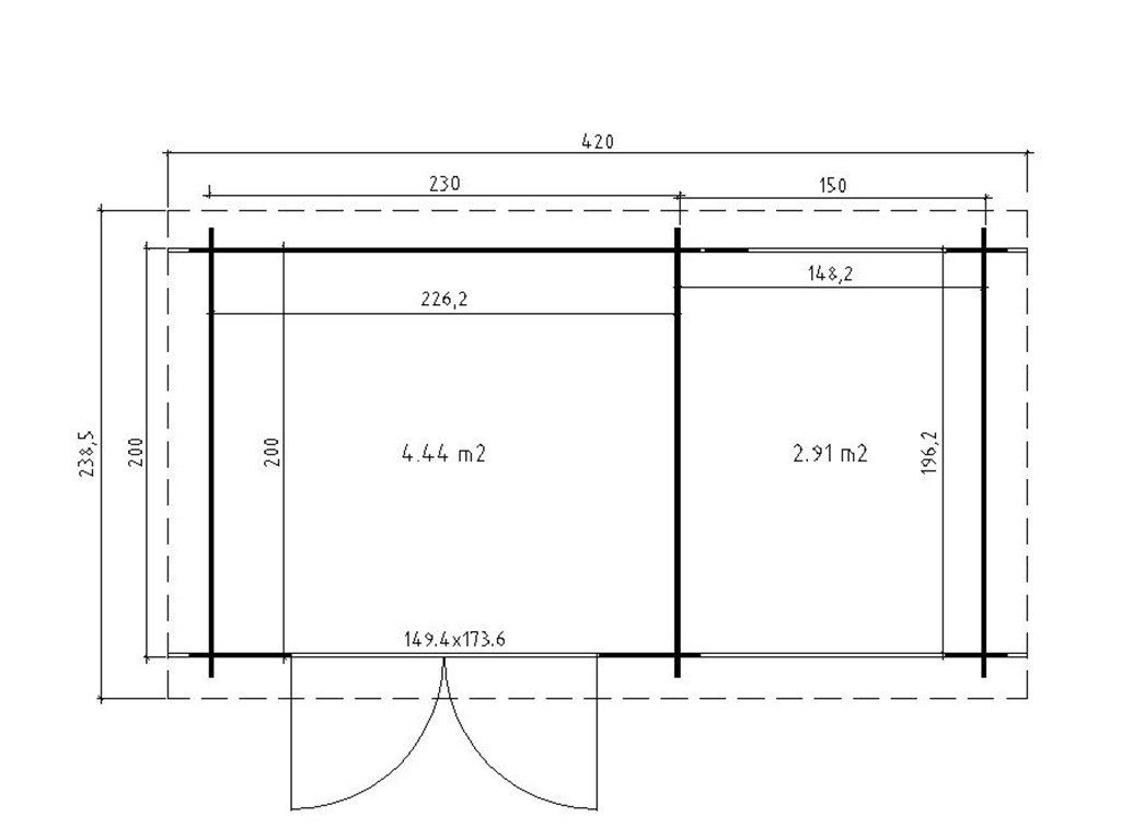 LASITA MAJA Gartenhaus Lasita Blockbohlenhaus Linz 19 mm natur Kaminholzanbau, BxT: 422x242 cm, Kaminholzanbau, 19 mm Wandstärke, Einzeltür mit Kunstglas-Einsätzen