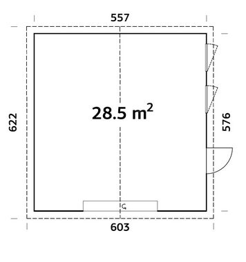Palmako Garage Andre, BxTxH: 603x622x337 cm, mit Sektionaltor, naturbelassen
