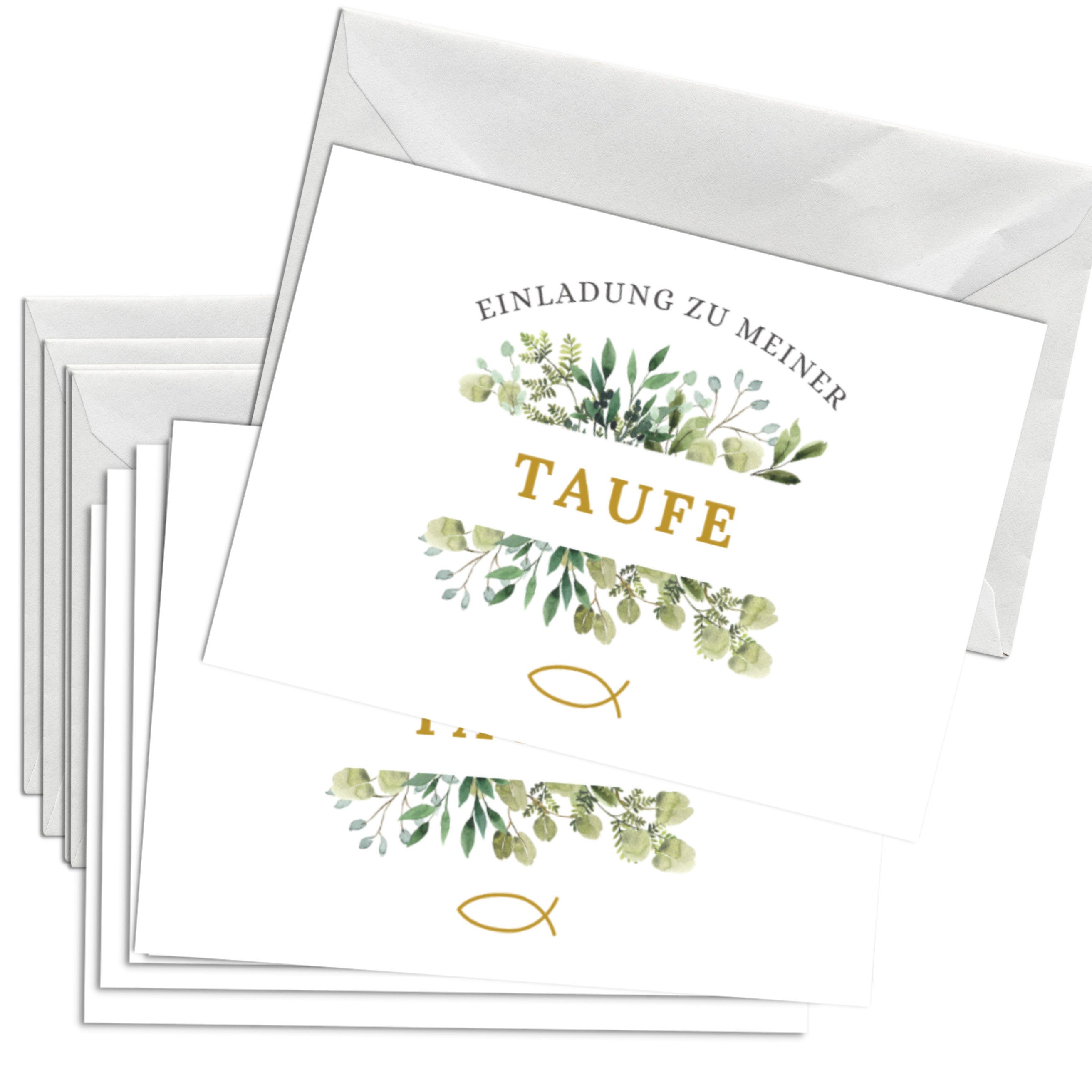 Briefzauber Einladungskarten 12x Taufe Einladungskarten mit 12x Umschlägen
